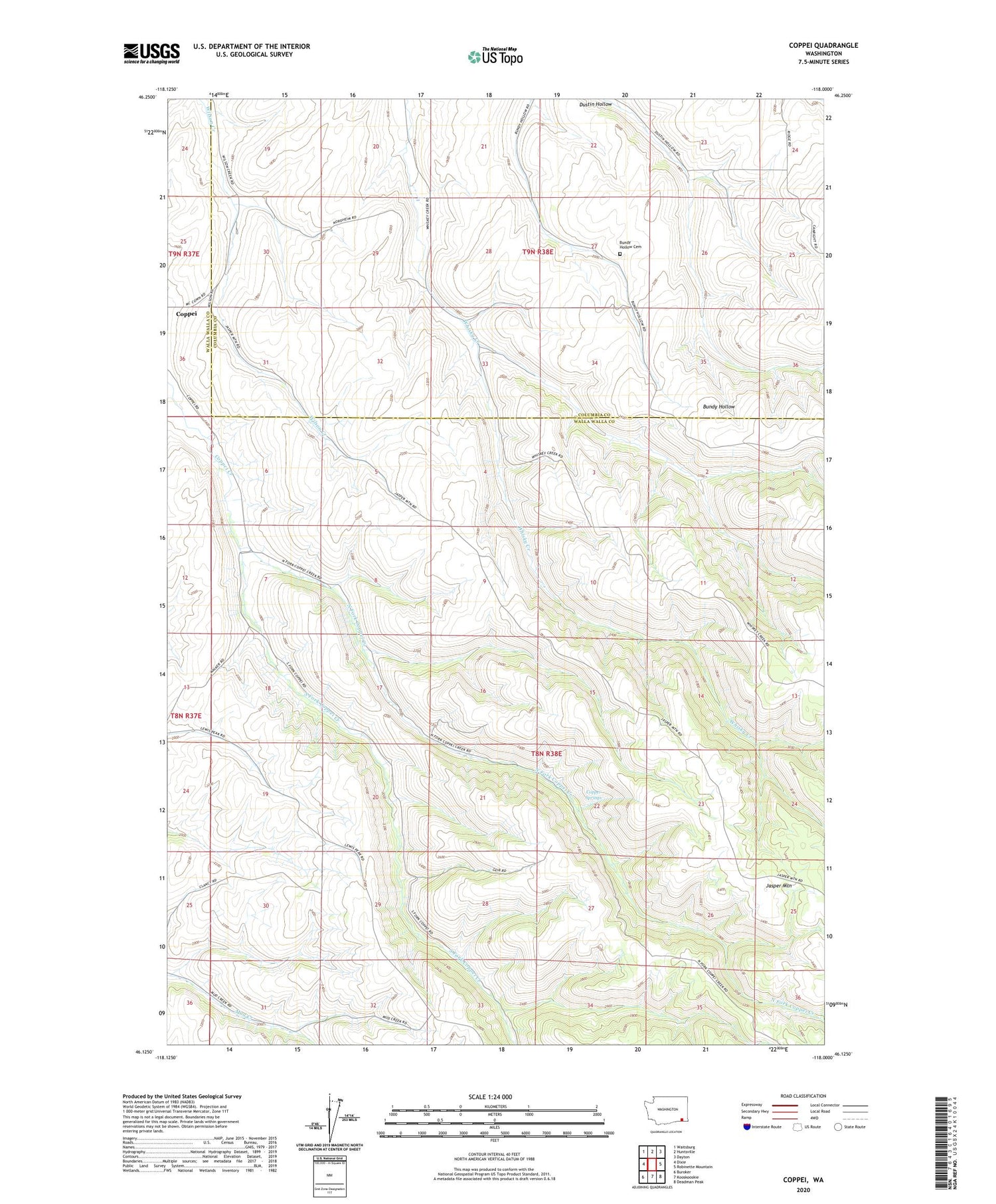 Coppei Washington US Topo Map Image