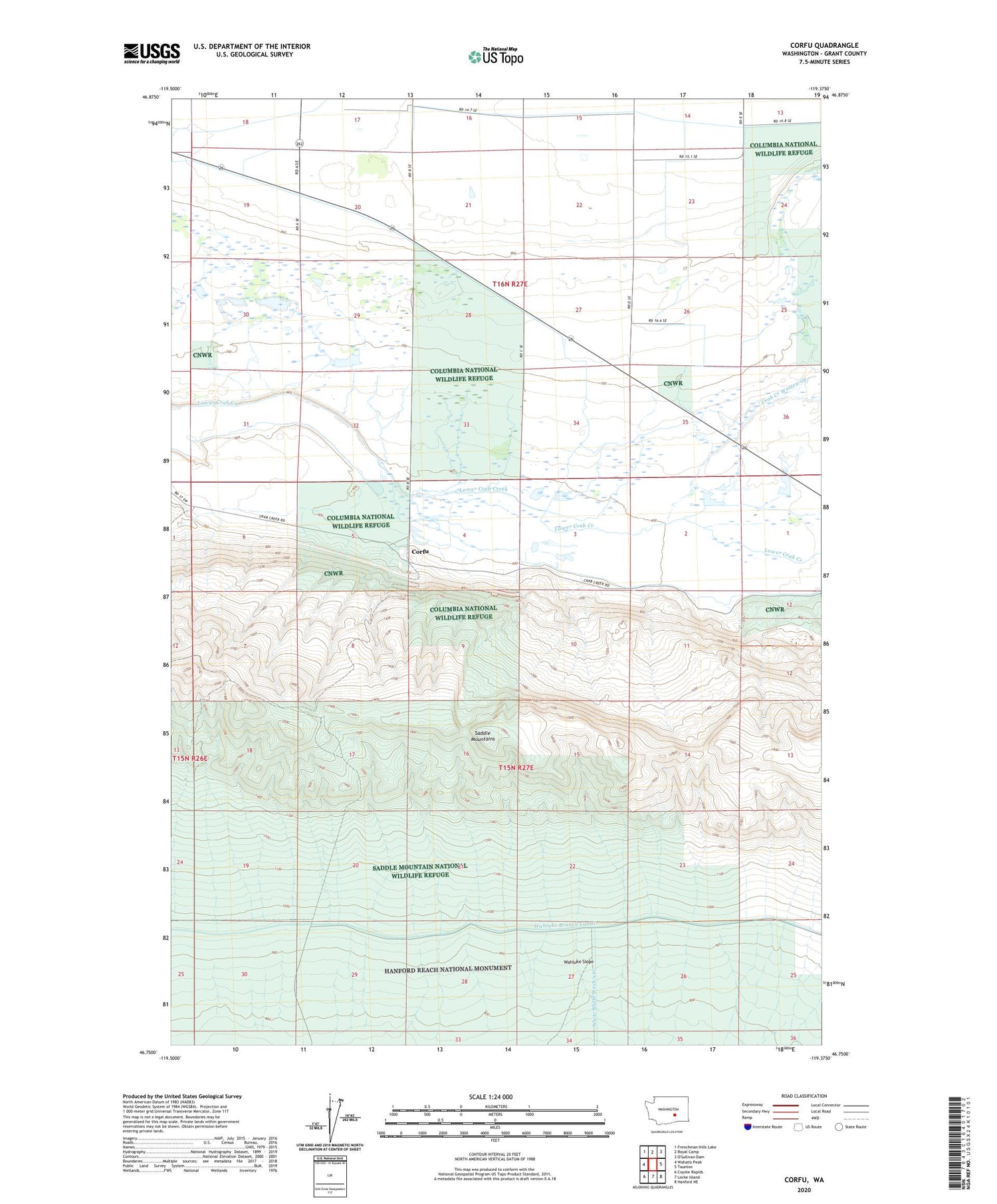 Corfu Washington US Topo Map Image