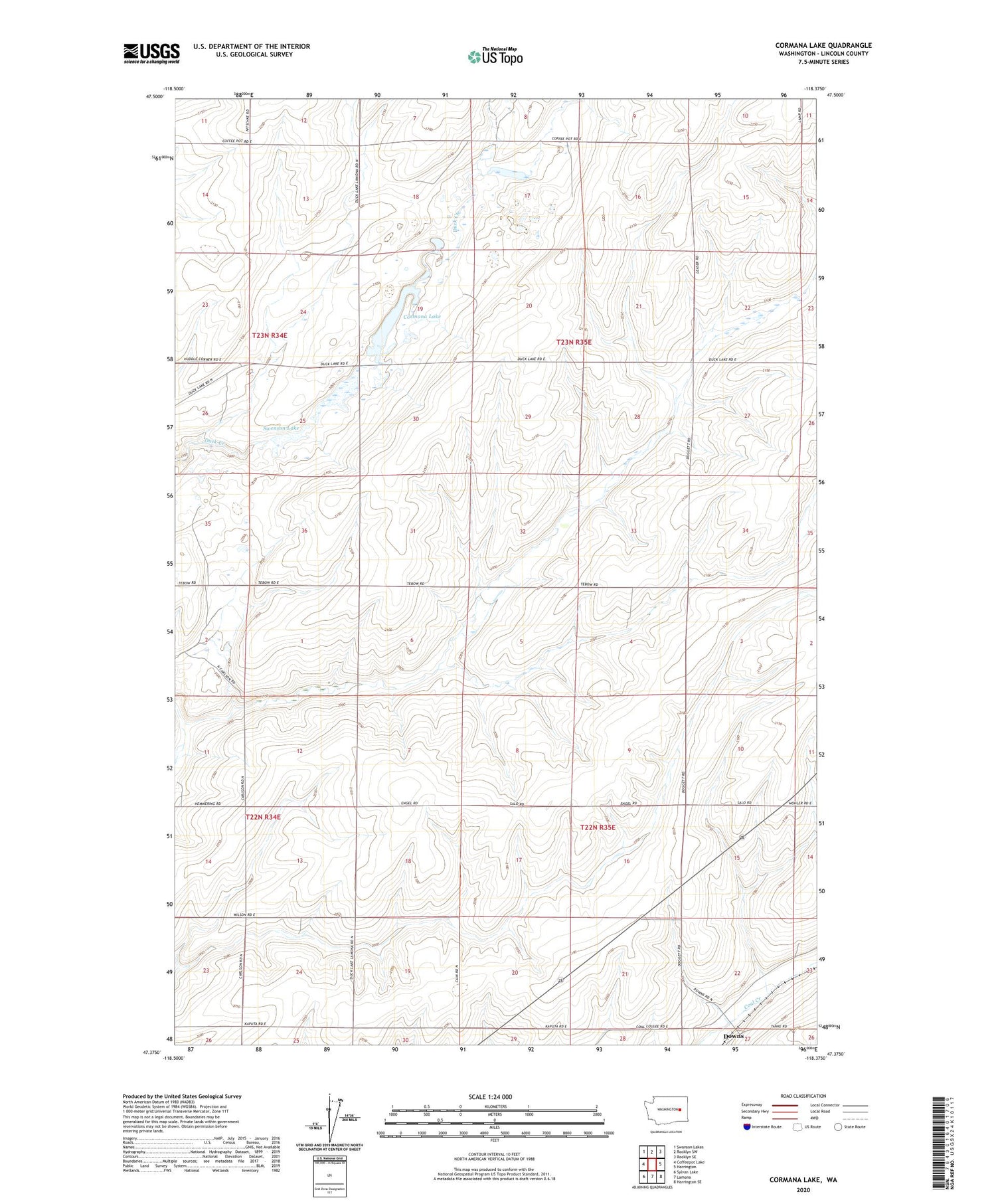Cormana Lake Washington US Topo Map Image