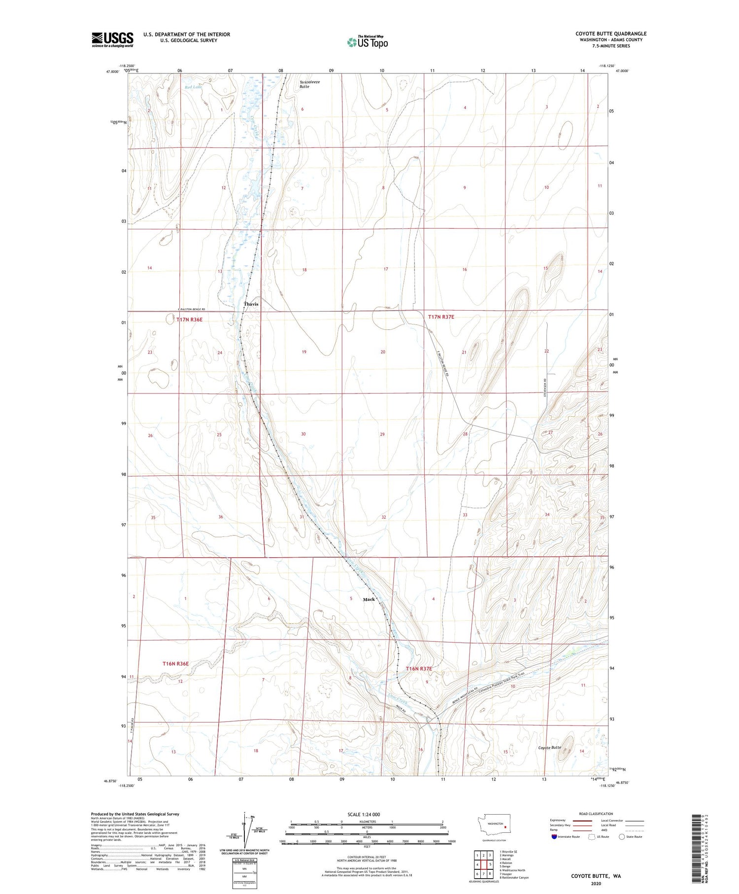 Coyote Butte Washington US Topo Map Image