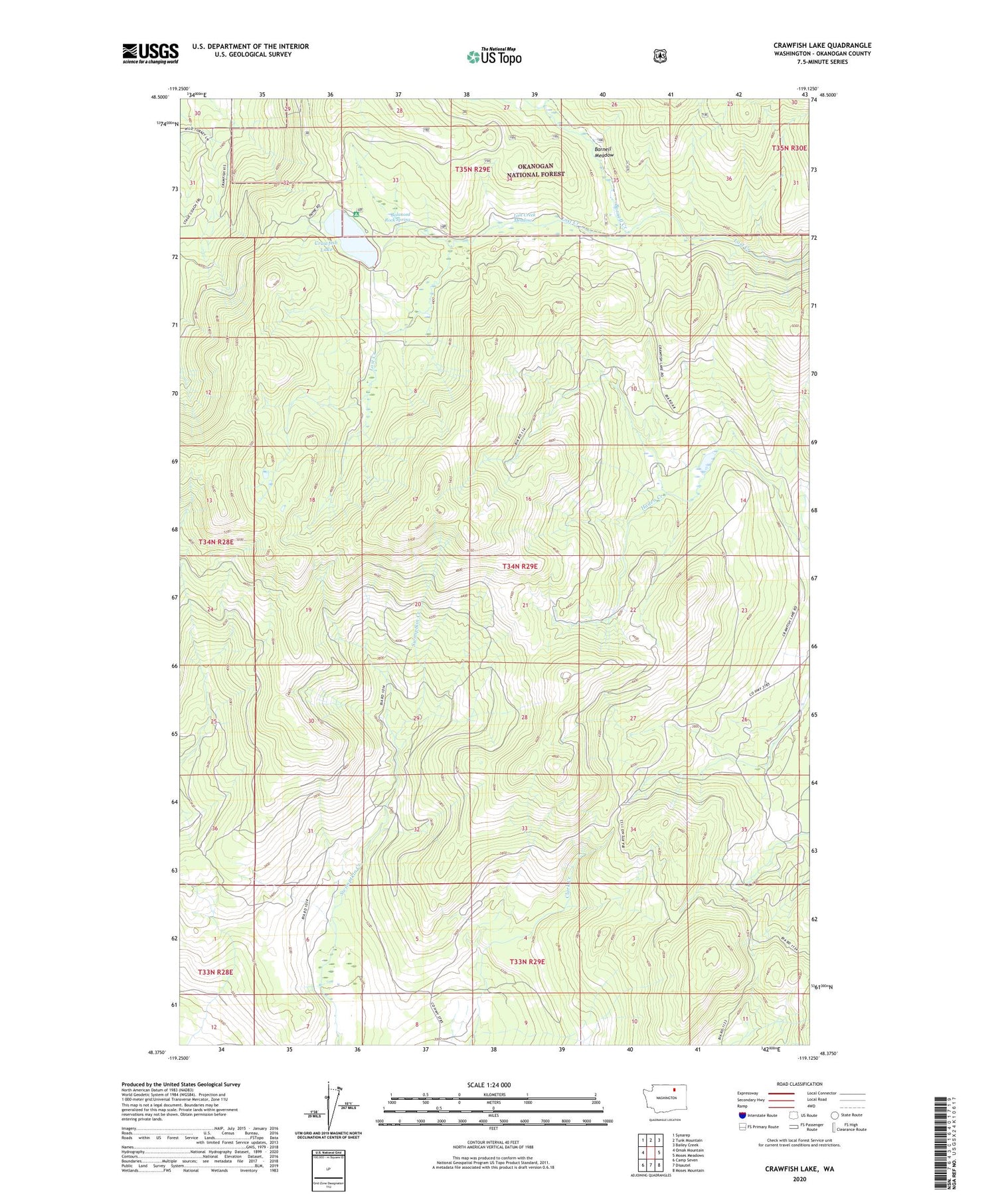 Crawfish Lake Washington US Topo Map Image