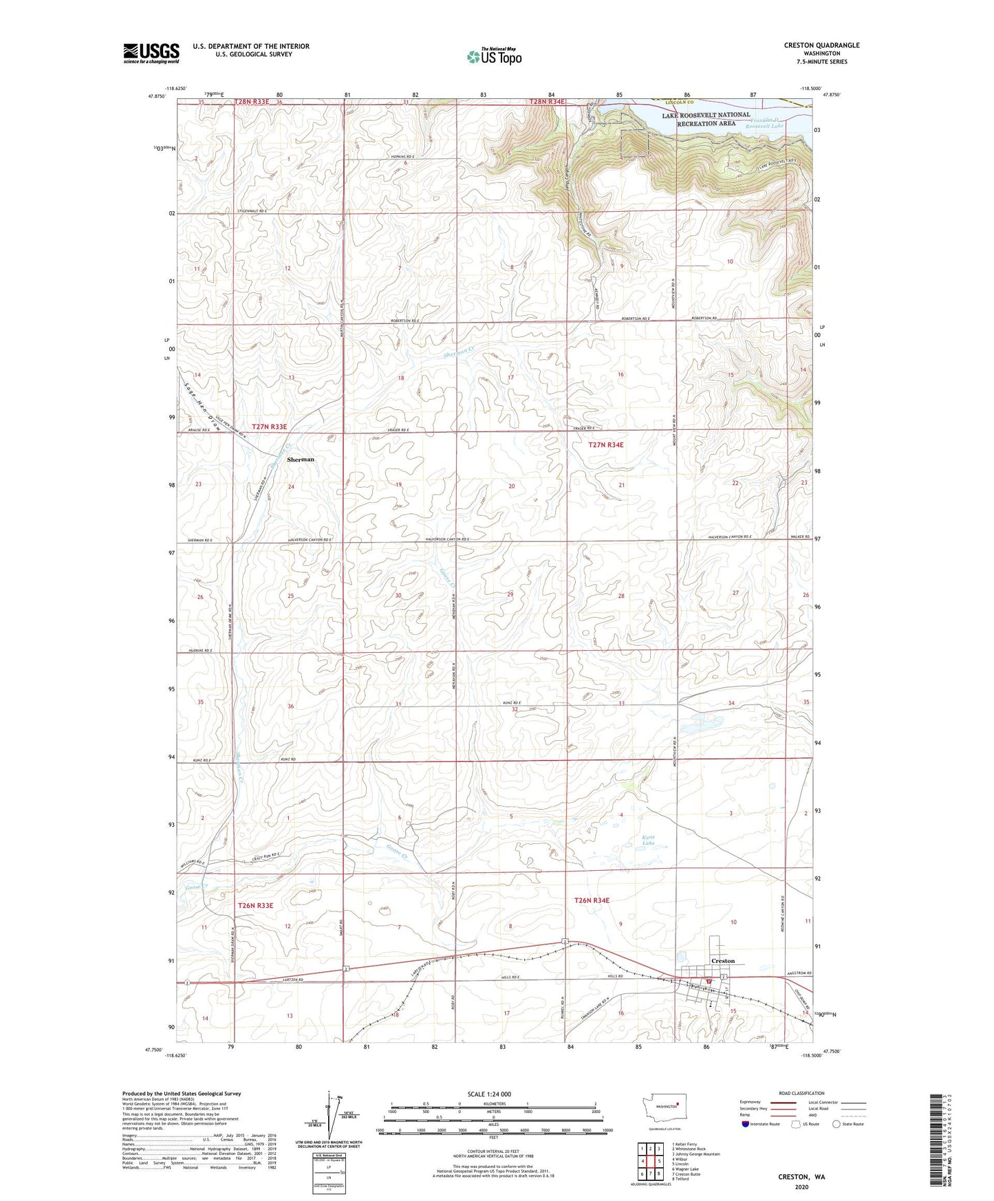 Creston Washington US Topo Map Image