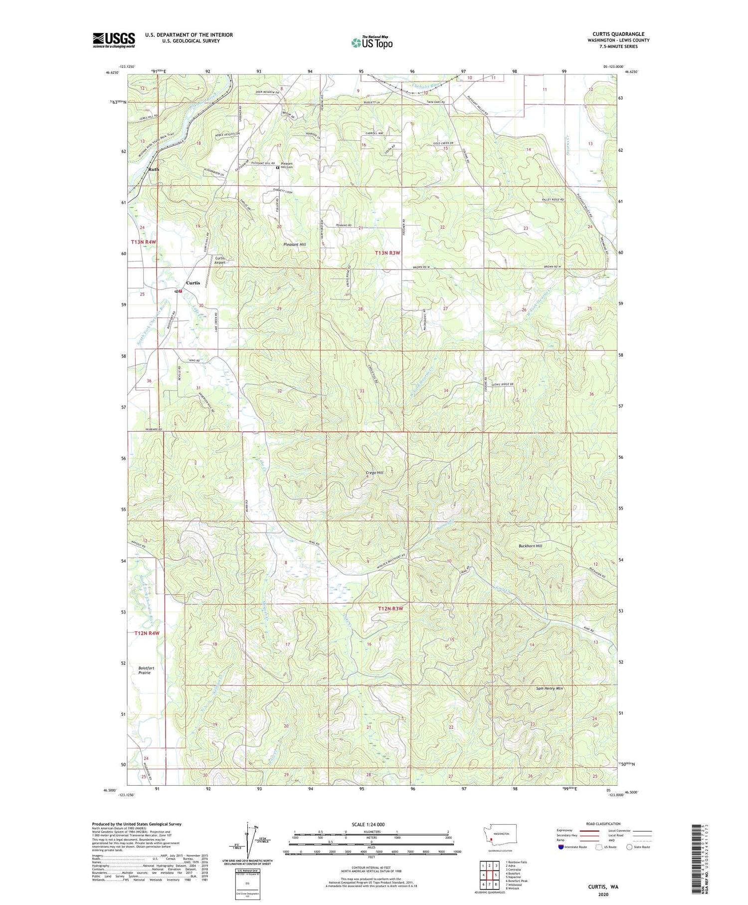 Curtis Washington US Topo Map Image