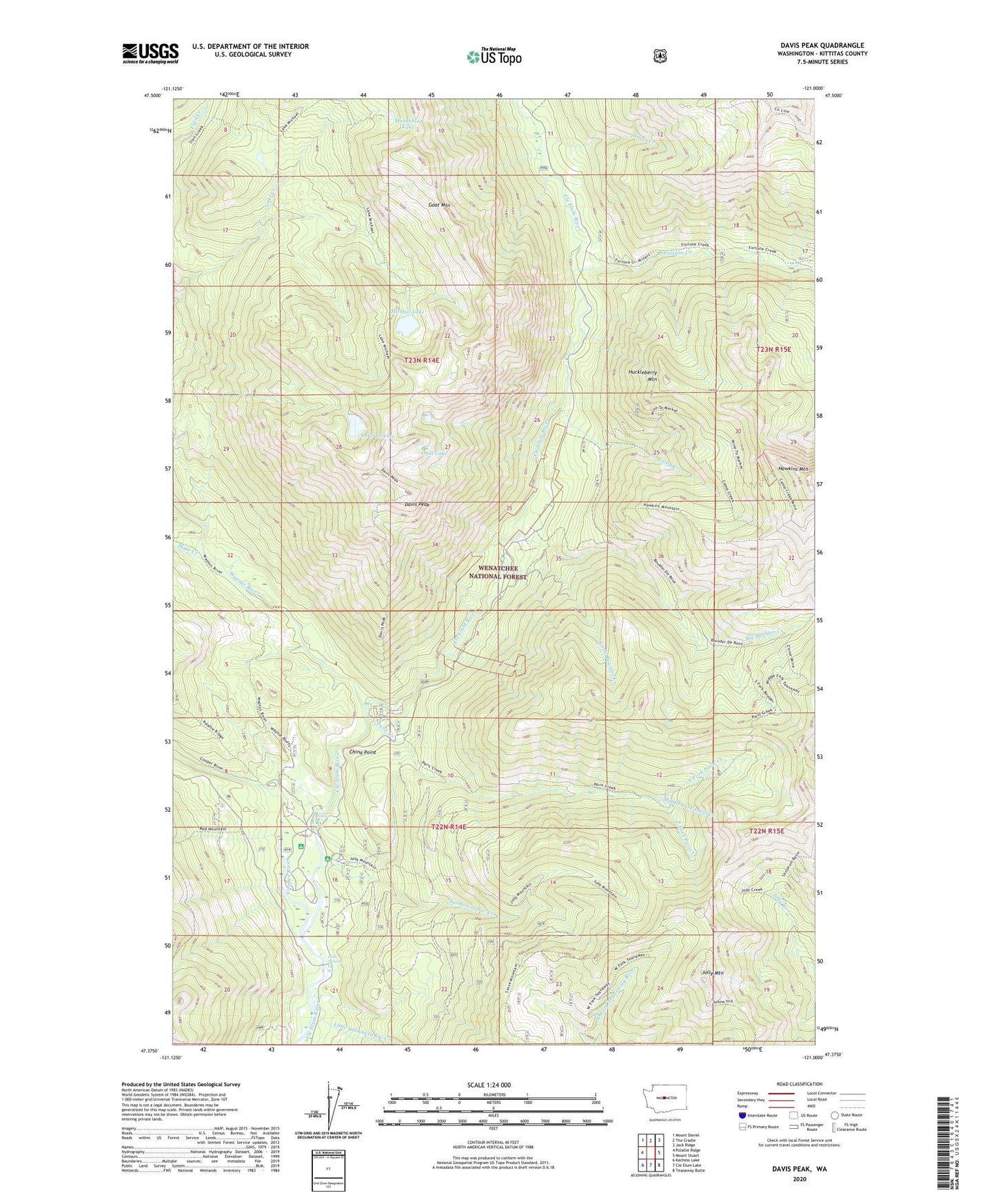 Davis Peak Washington US Topo Map Image