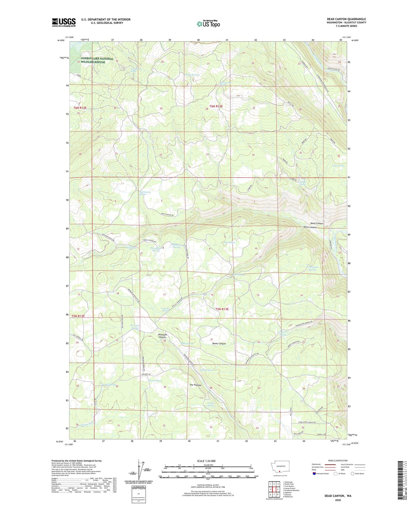 Dead Canyon Washington US Topo Map Image