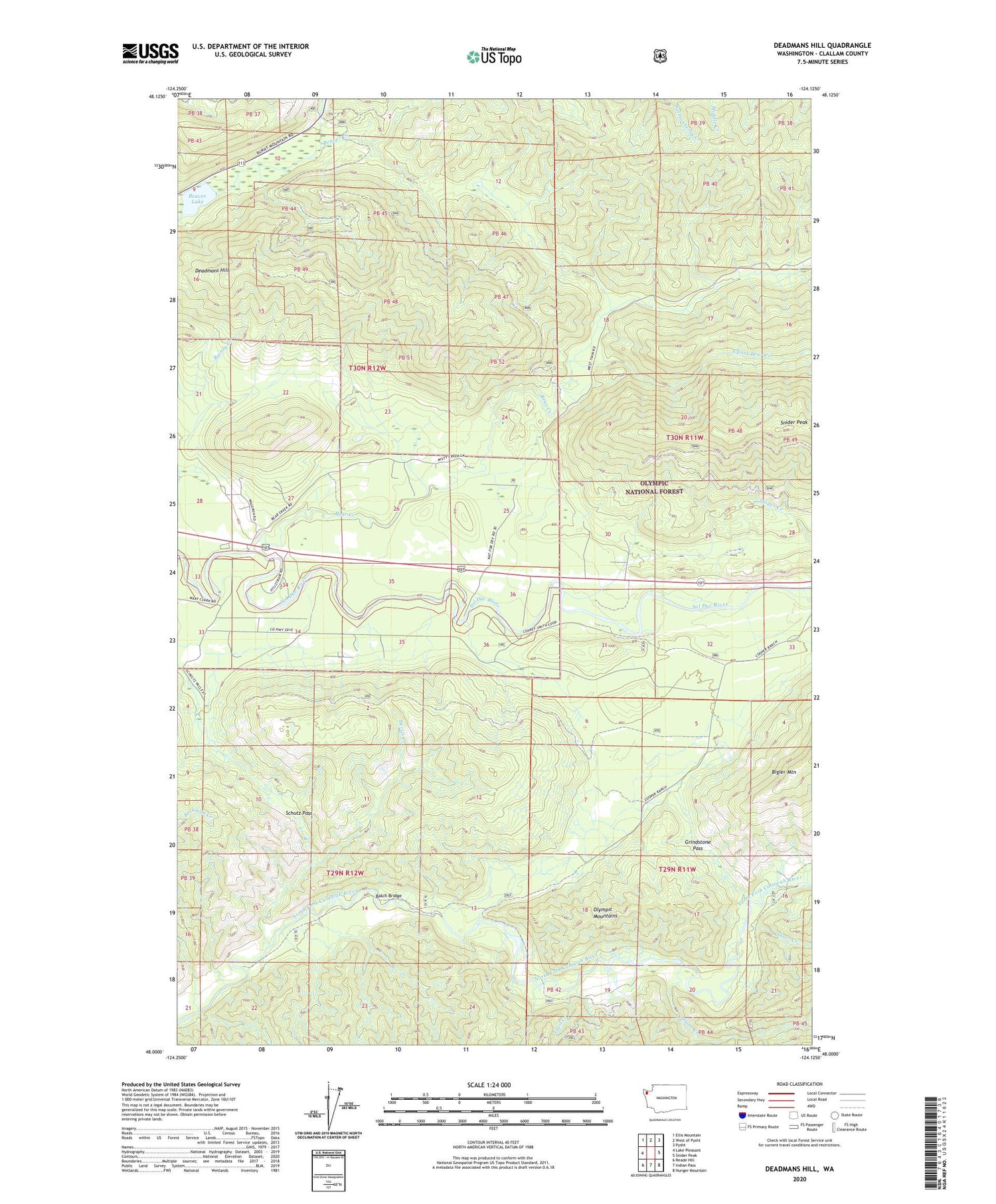 Deadmans Hill Washington US Topo Map Image