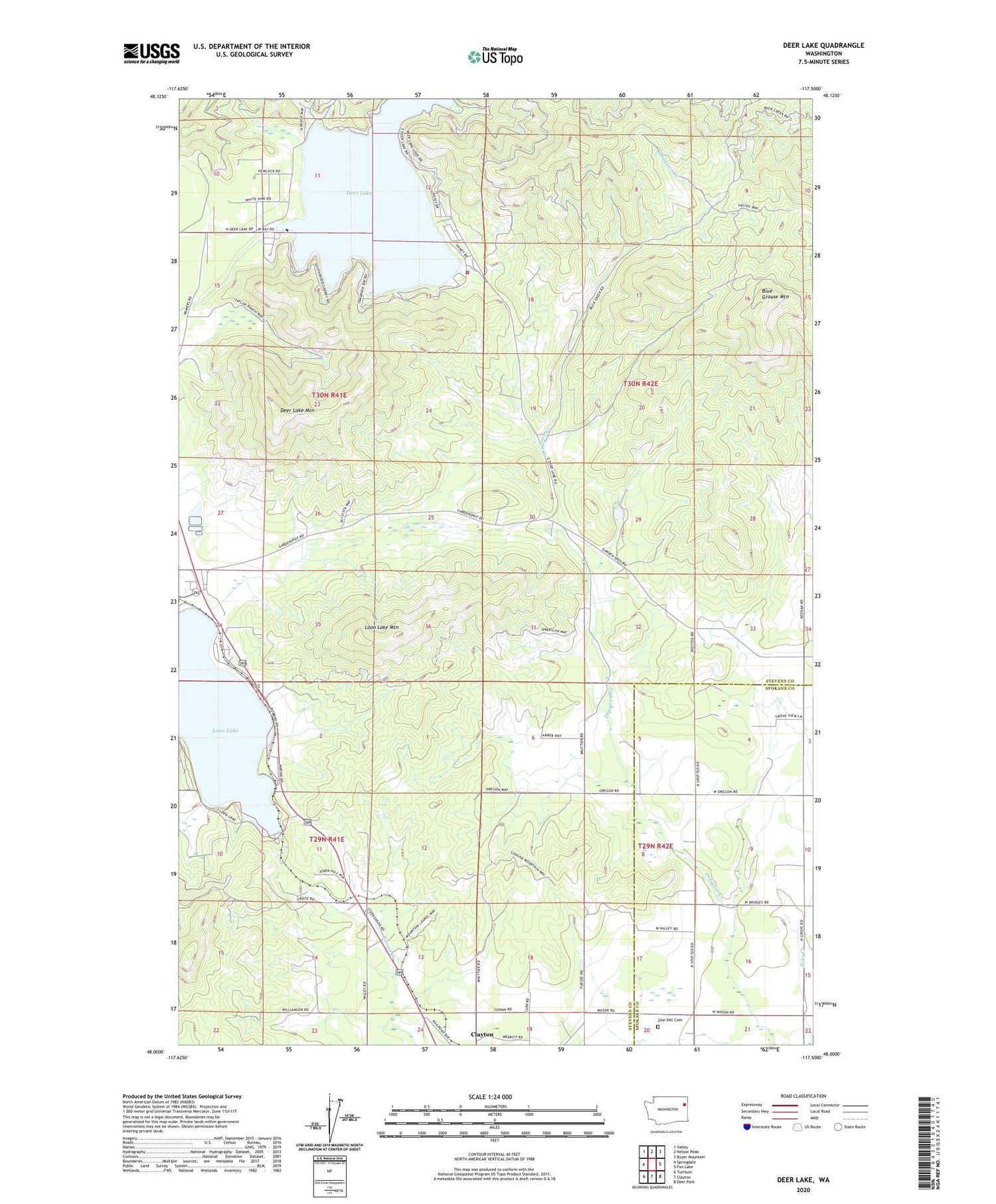 Deer Lake Washington US Topo Map Image