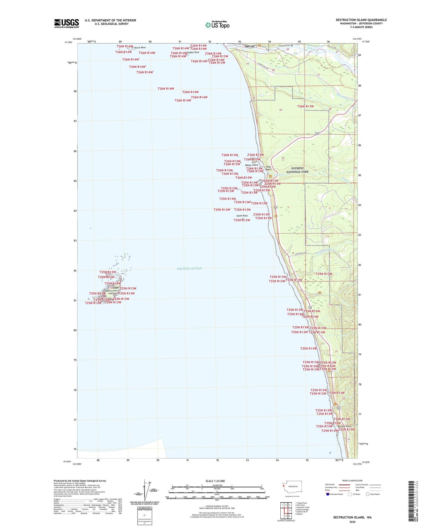 Destruction Island Washington US Topo Map Image