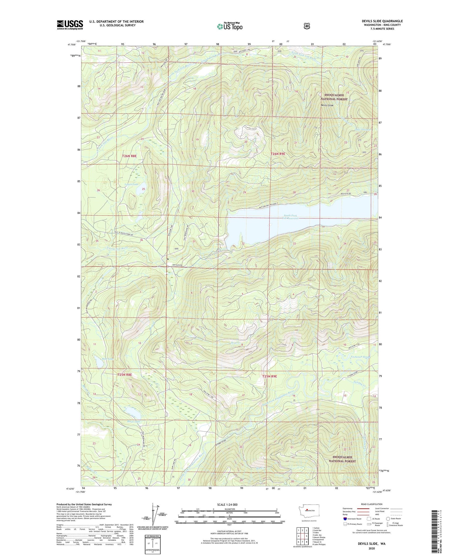 Devils Slide Washington US Topo Map Image
