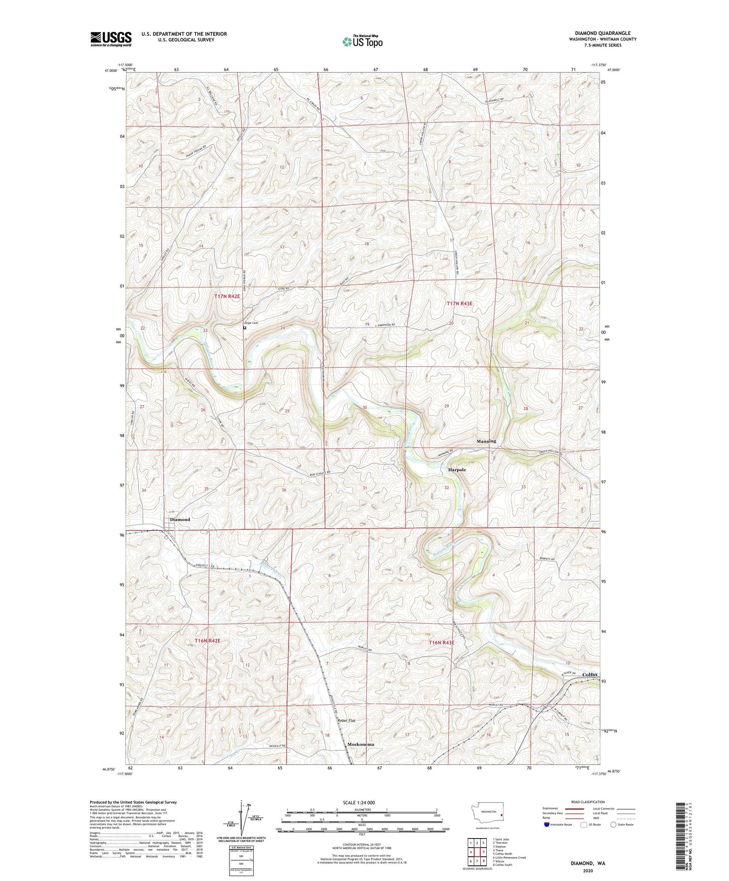 Diamond Washington US Topo Map Image