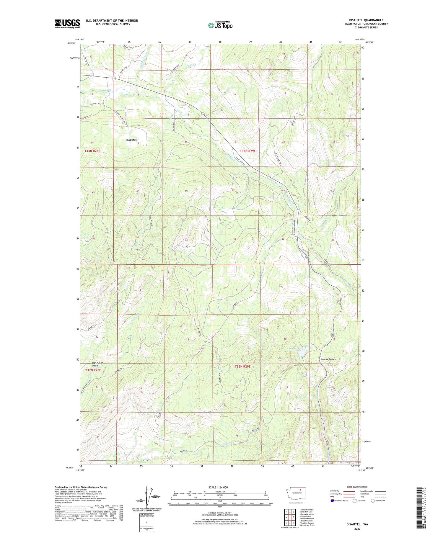 Disautel Washington US Topo Map Image