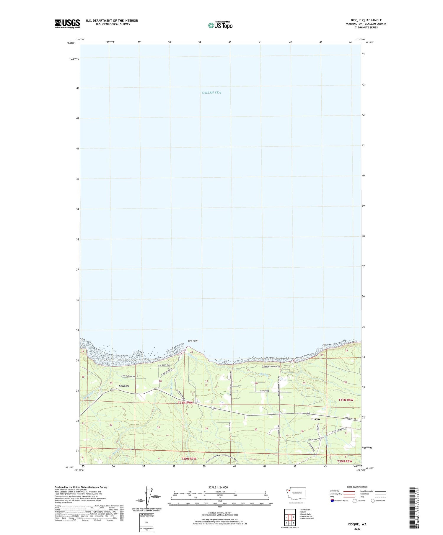 Disque Washington US Topo Map Image