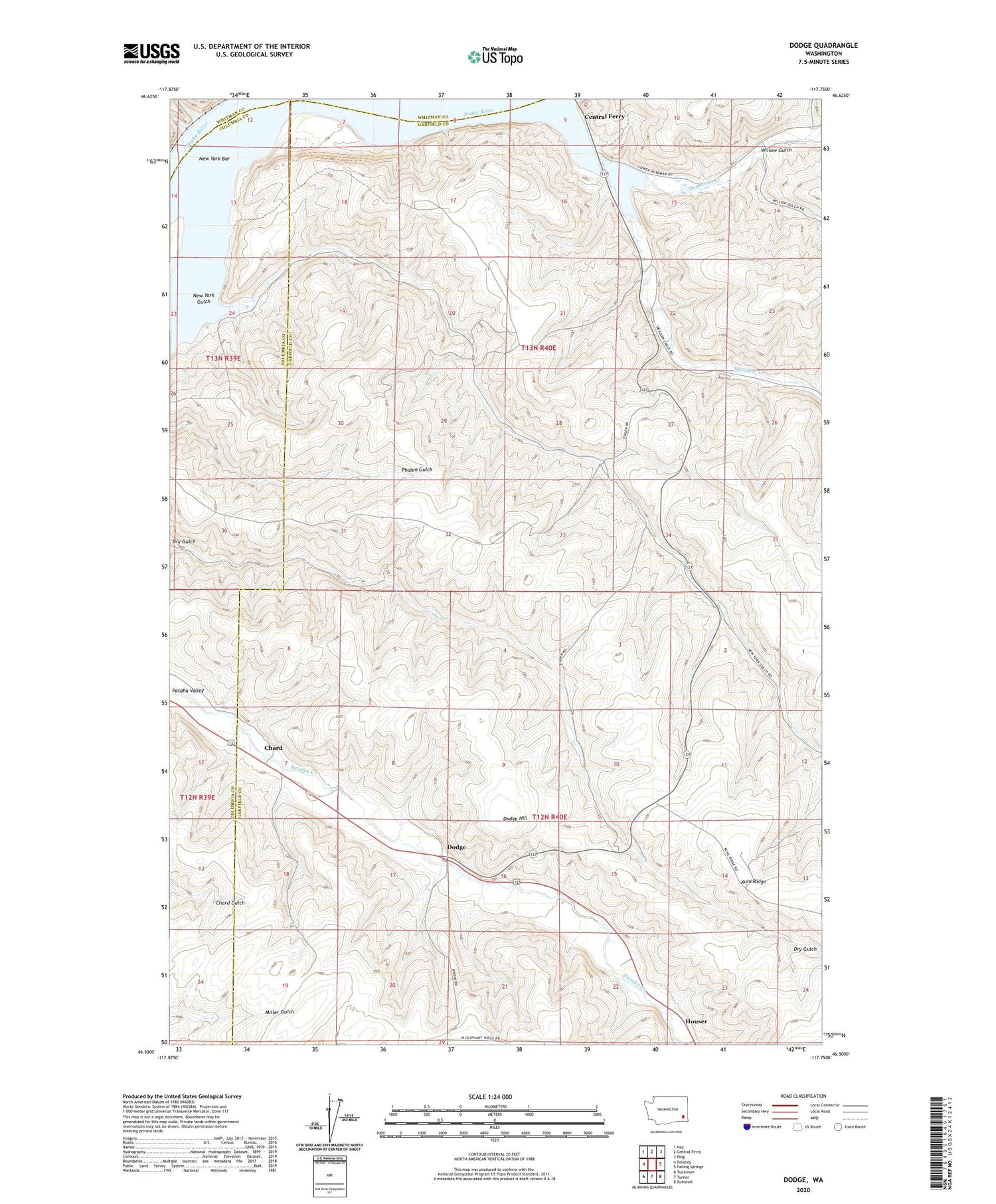 Dodge Washington US Topo Map Image
