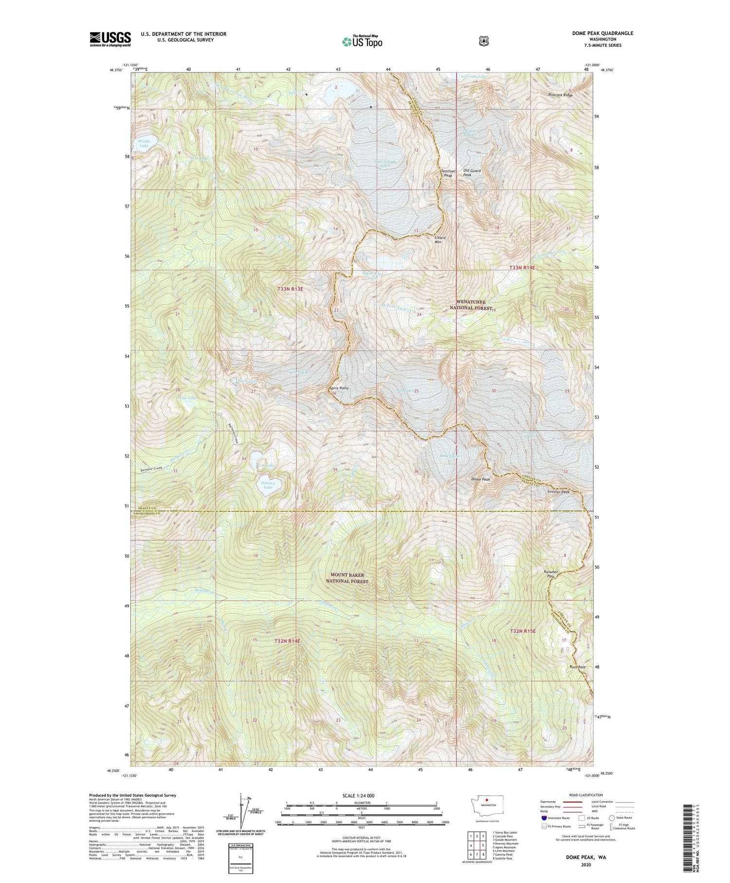 Dome Peak Washington US Topo Map Image