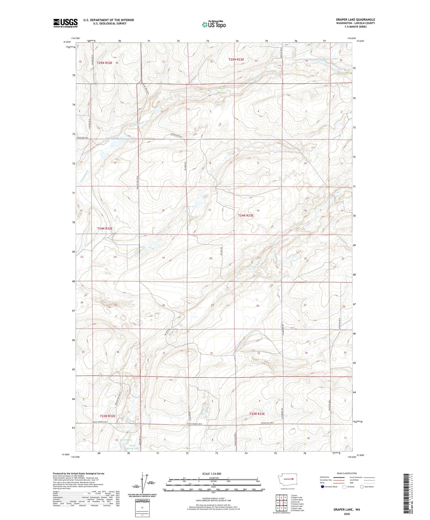Draper Lake Washington US Topo Map Image