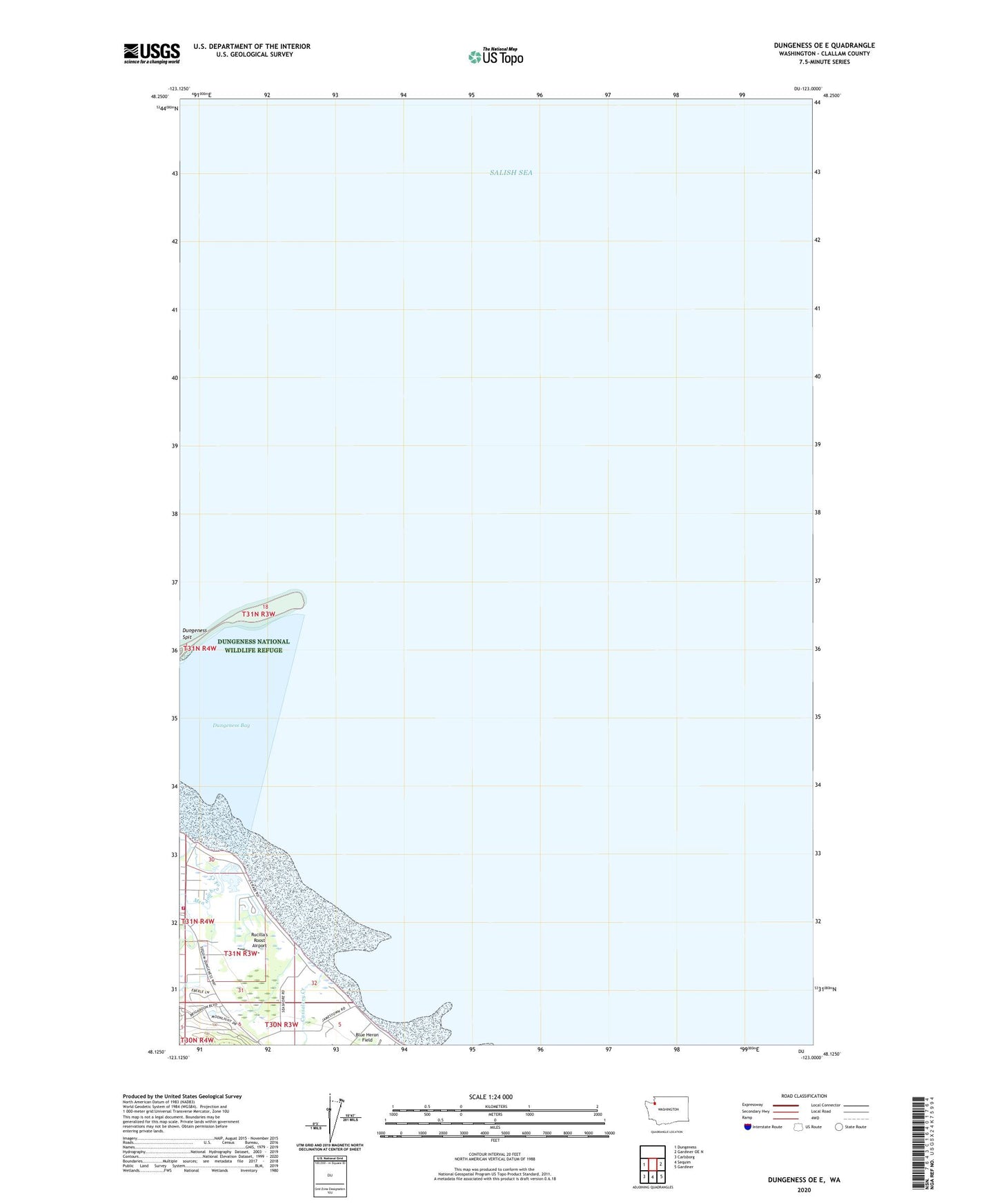 Dungeness OE E Washington US Topo Map Image