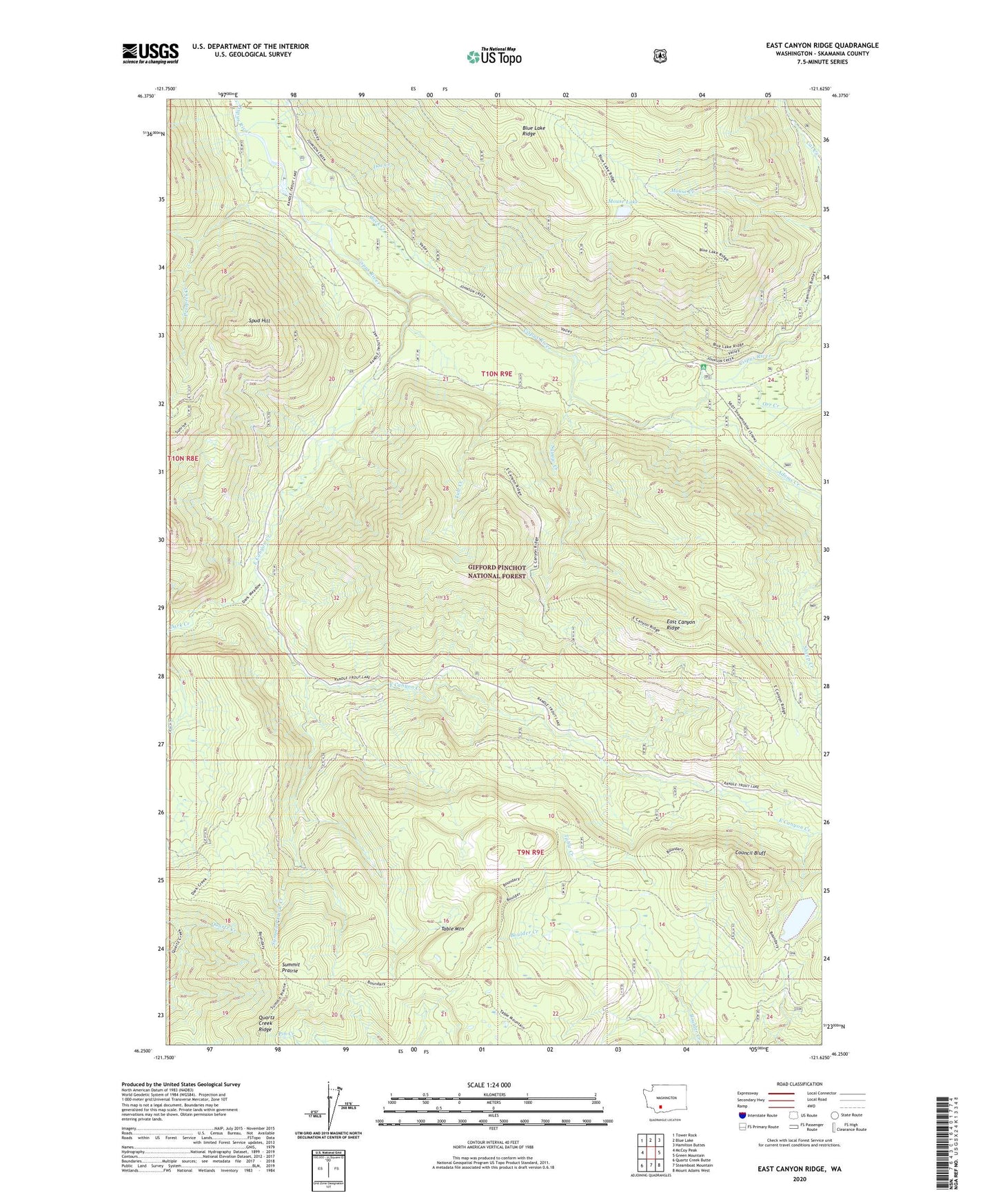 East Canyon Ridge Washington US Topo Map Image