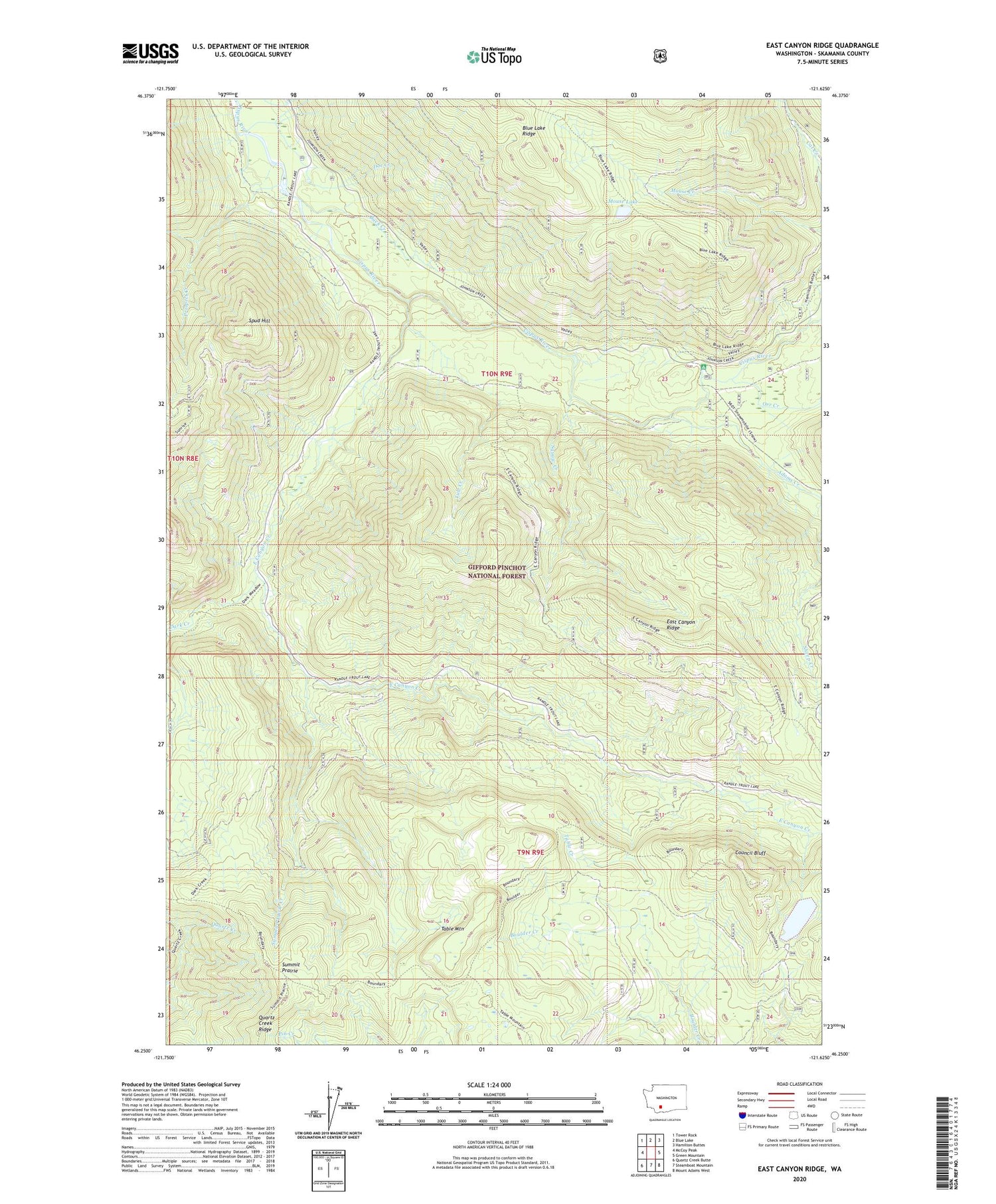 East Canyon Ridge Washington US Topo Map Image