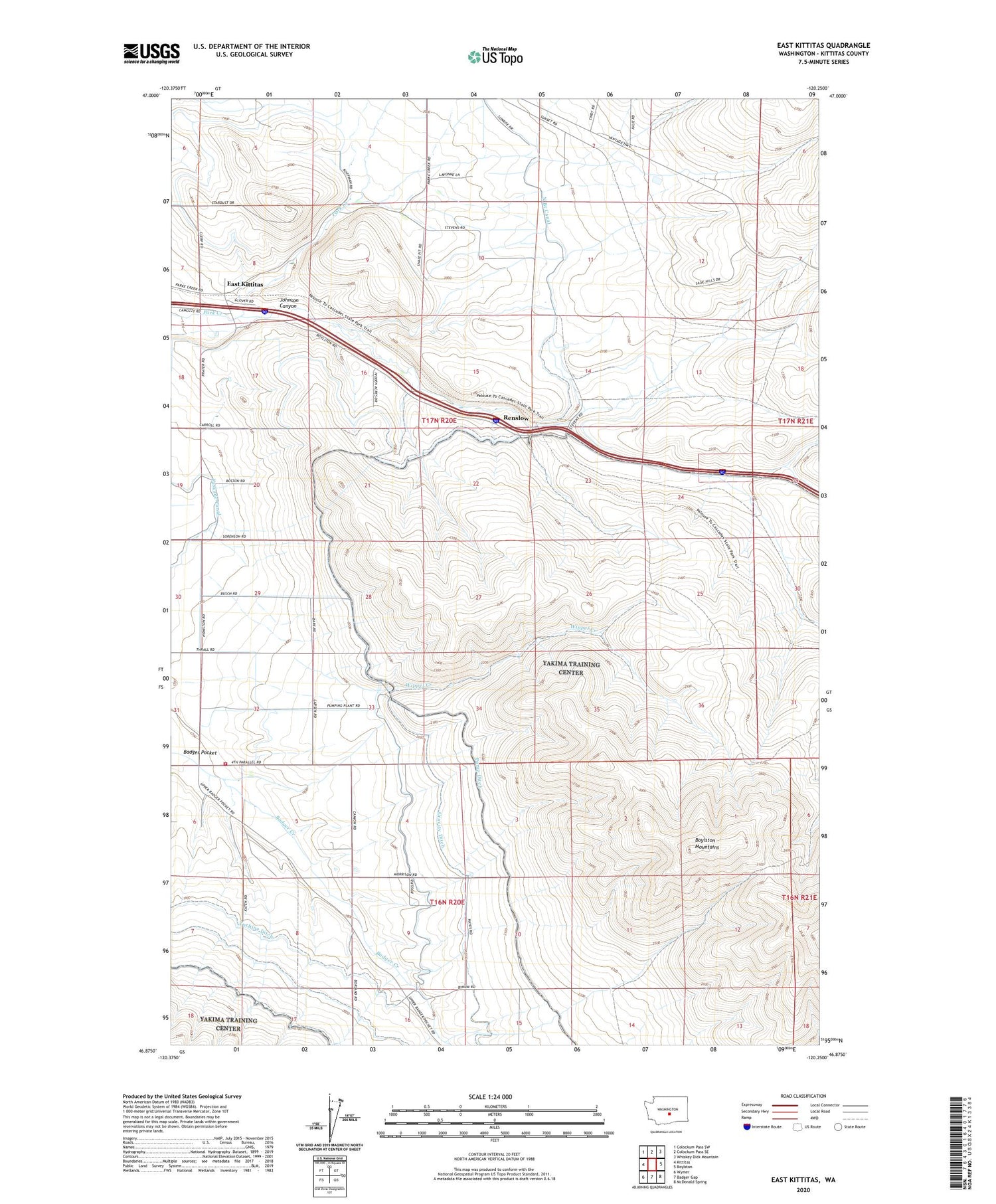 East Kittitas Washington US Topo Map Image