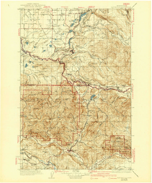 Historic 1937 Eatonville Washington 30'x30' Topo Map Image
