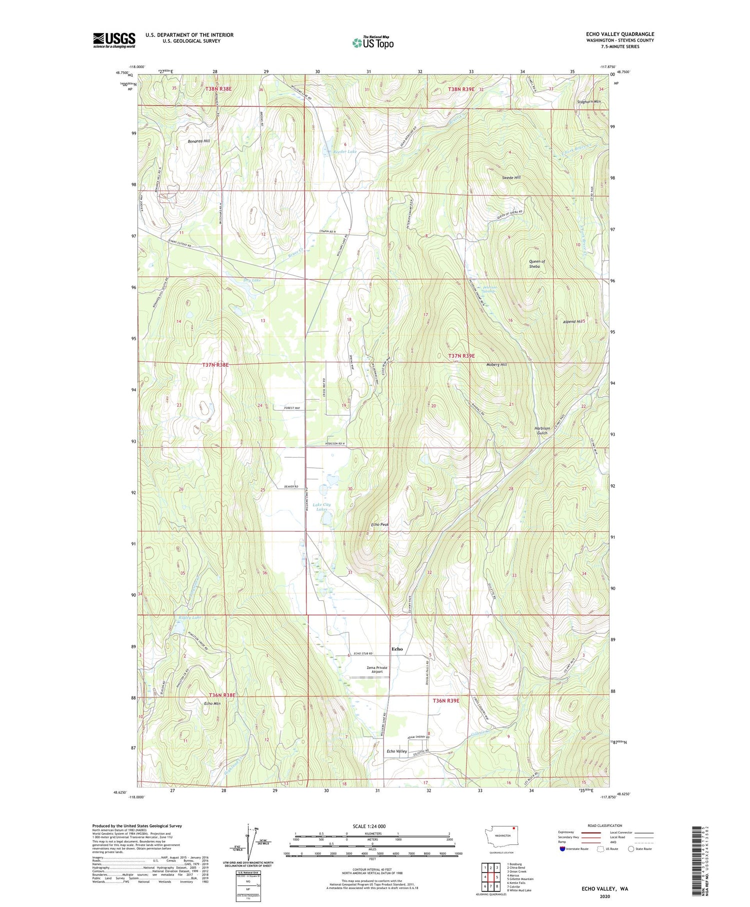 Echo Valley Washington US Topo Map Image