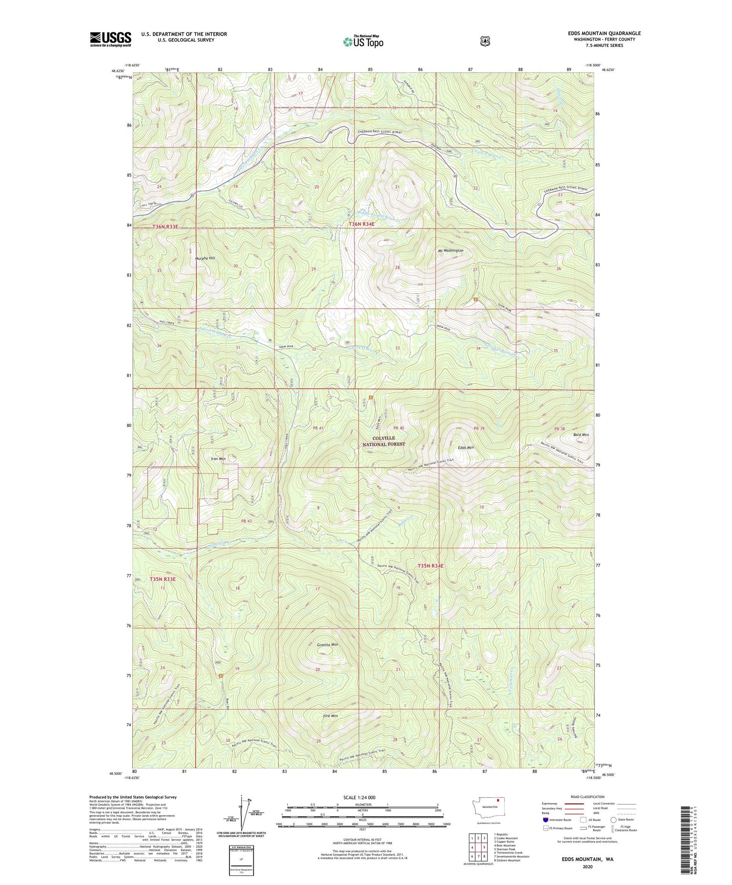 Edds Mountain Washington US Topo Map Image
