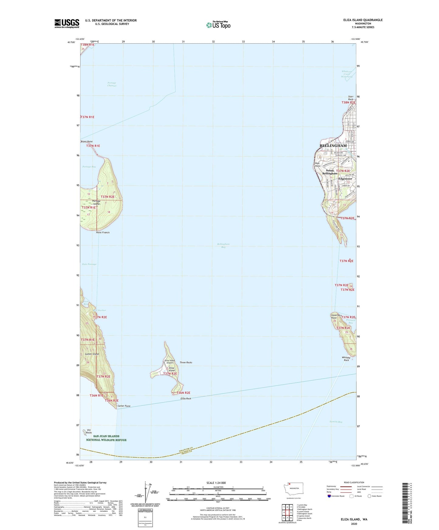 Eliza Island Washington US Topo Map Image