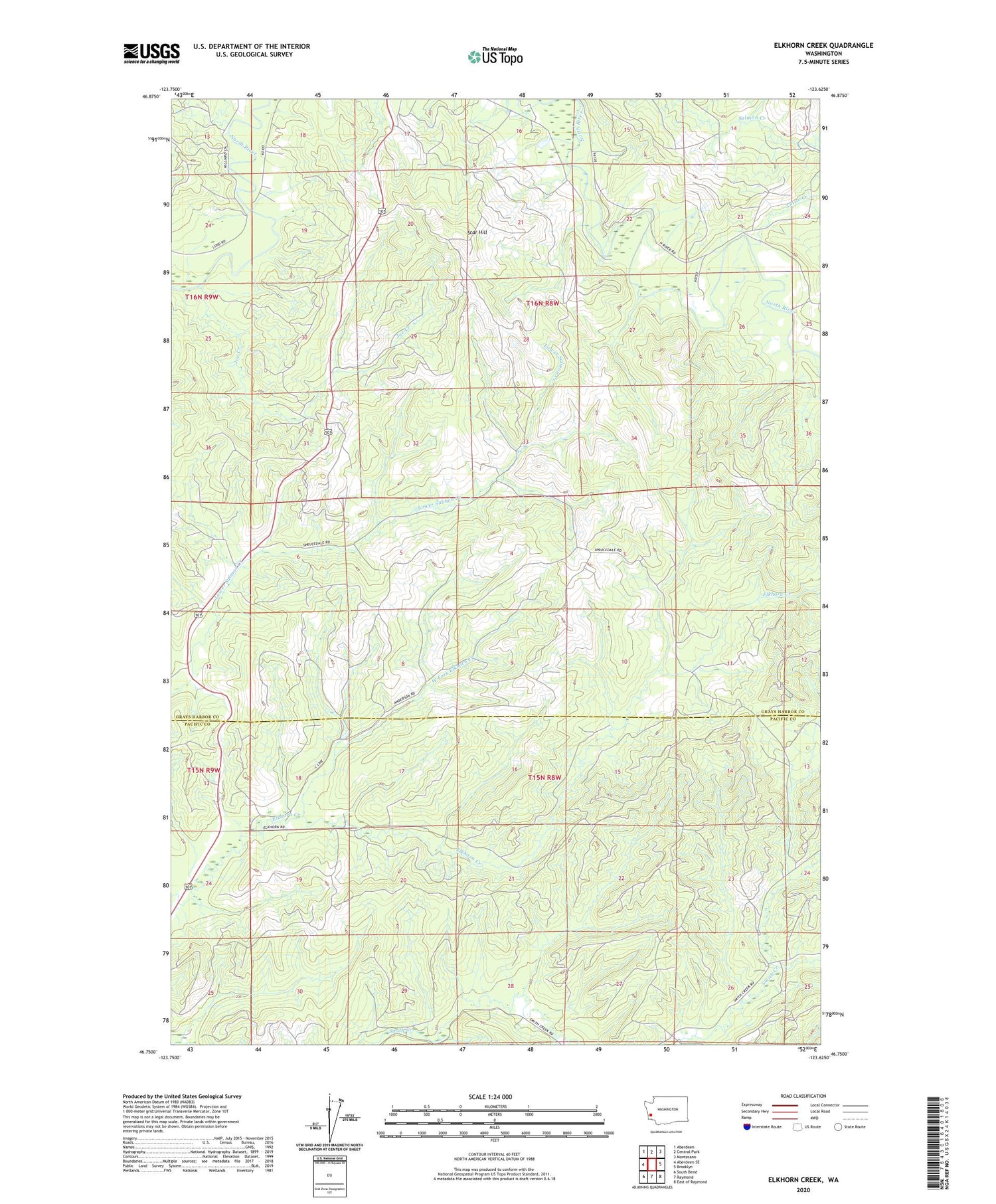 Elkhorn Creek Washington US Topo Map Image