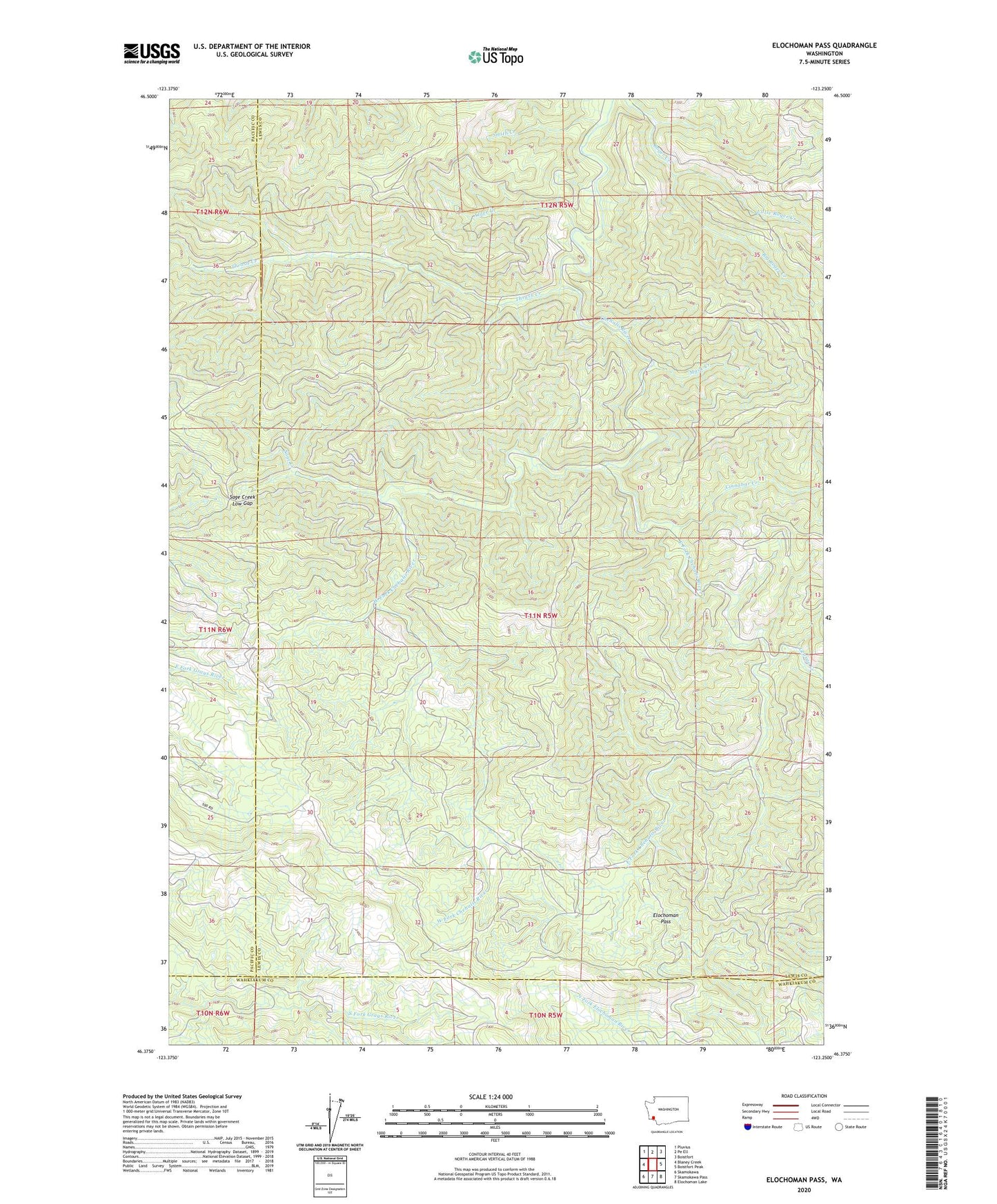 Elochoman Pass Washington US Topo Map Image