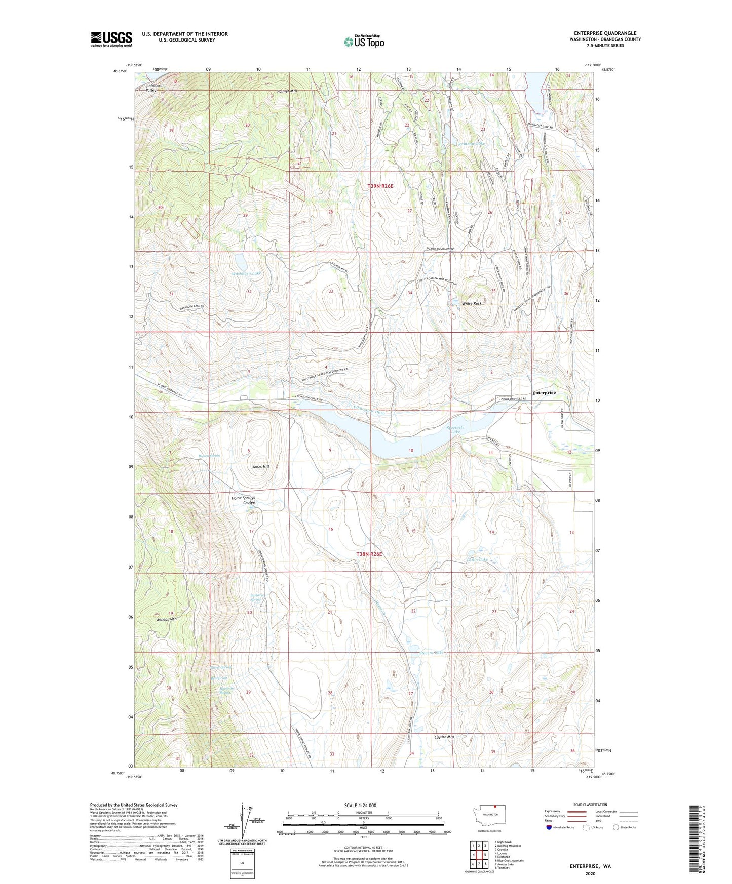 Enterprise Washington US Topo Map Image