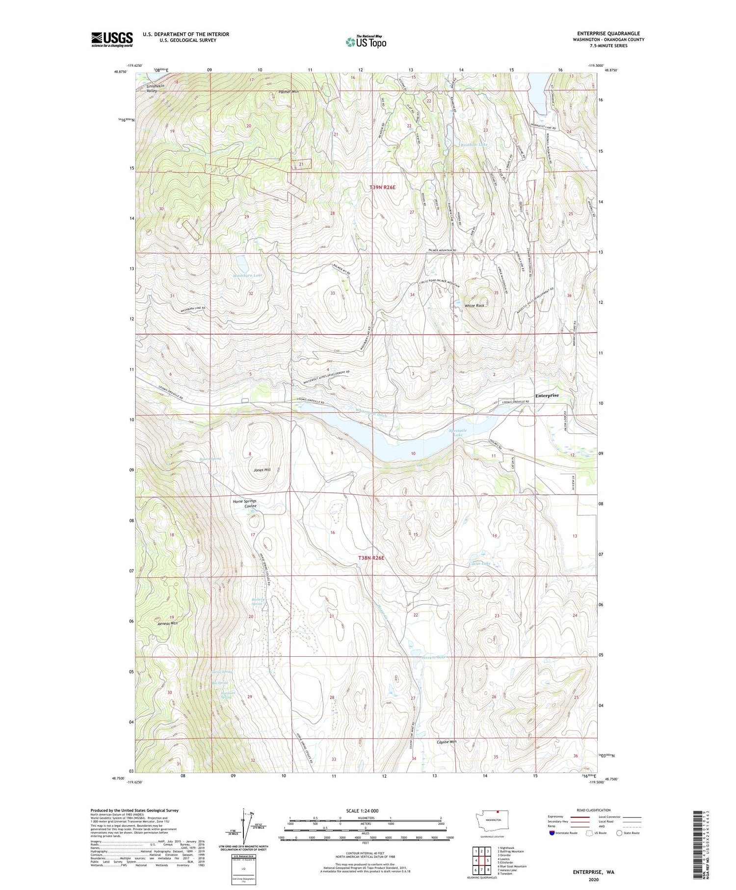 Enterprise Washington US Topo Map Image