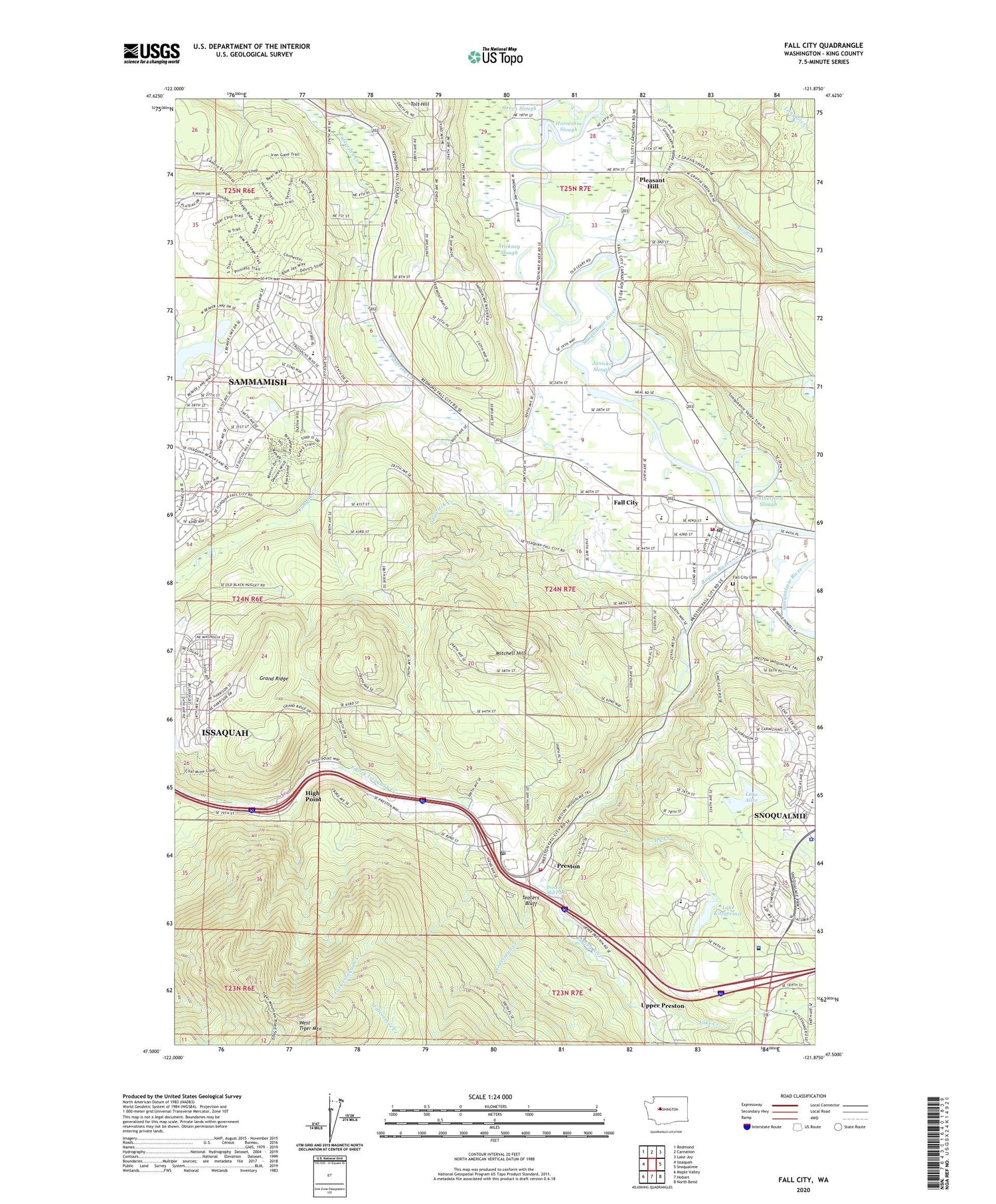 Fall City Washington US Topo Map Image