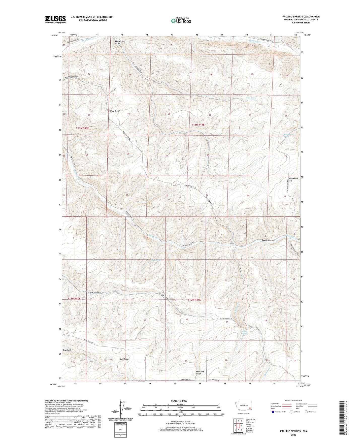 Falling Springs Washington US Topo Map Image