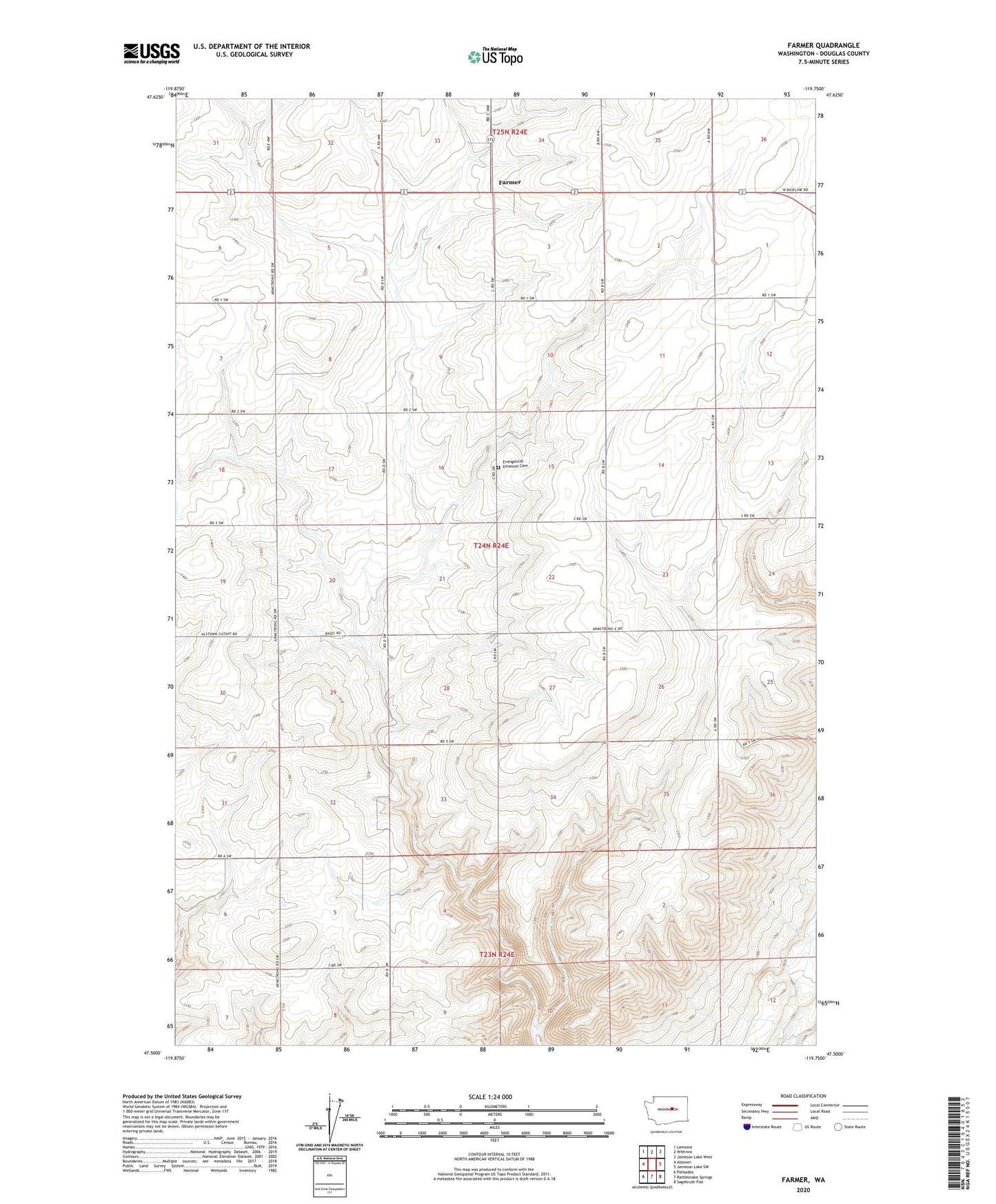 Farmer Washington US Topo Map Image