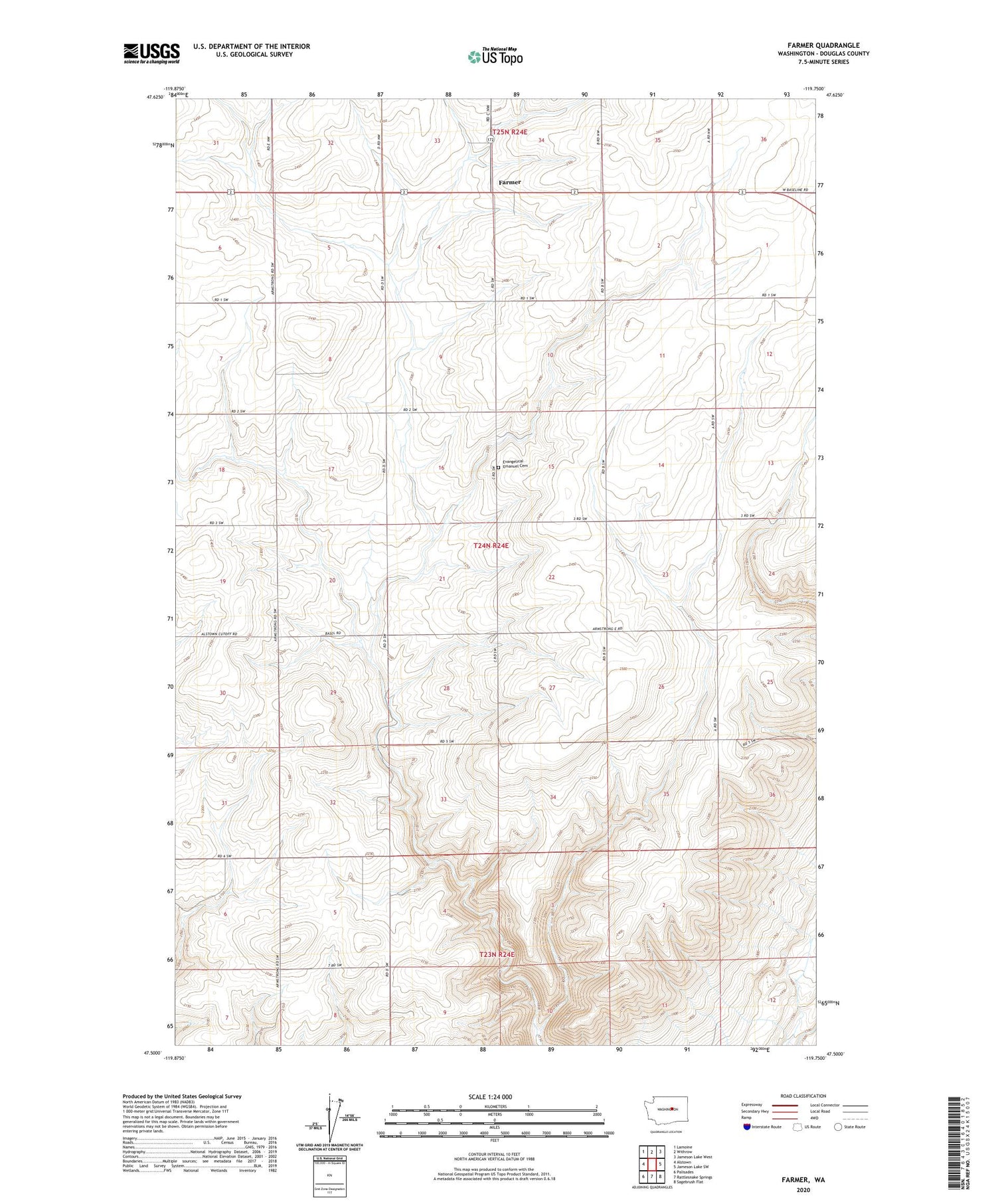 Farmer Washington US Topo Map Image