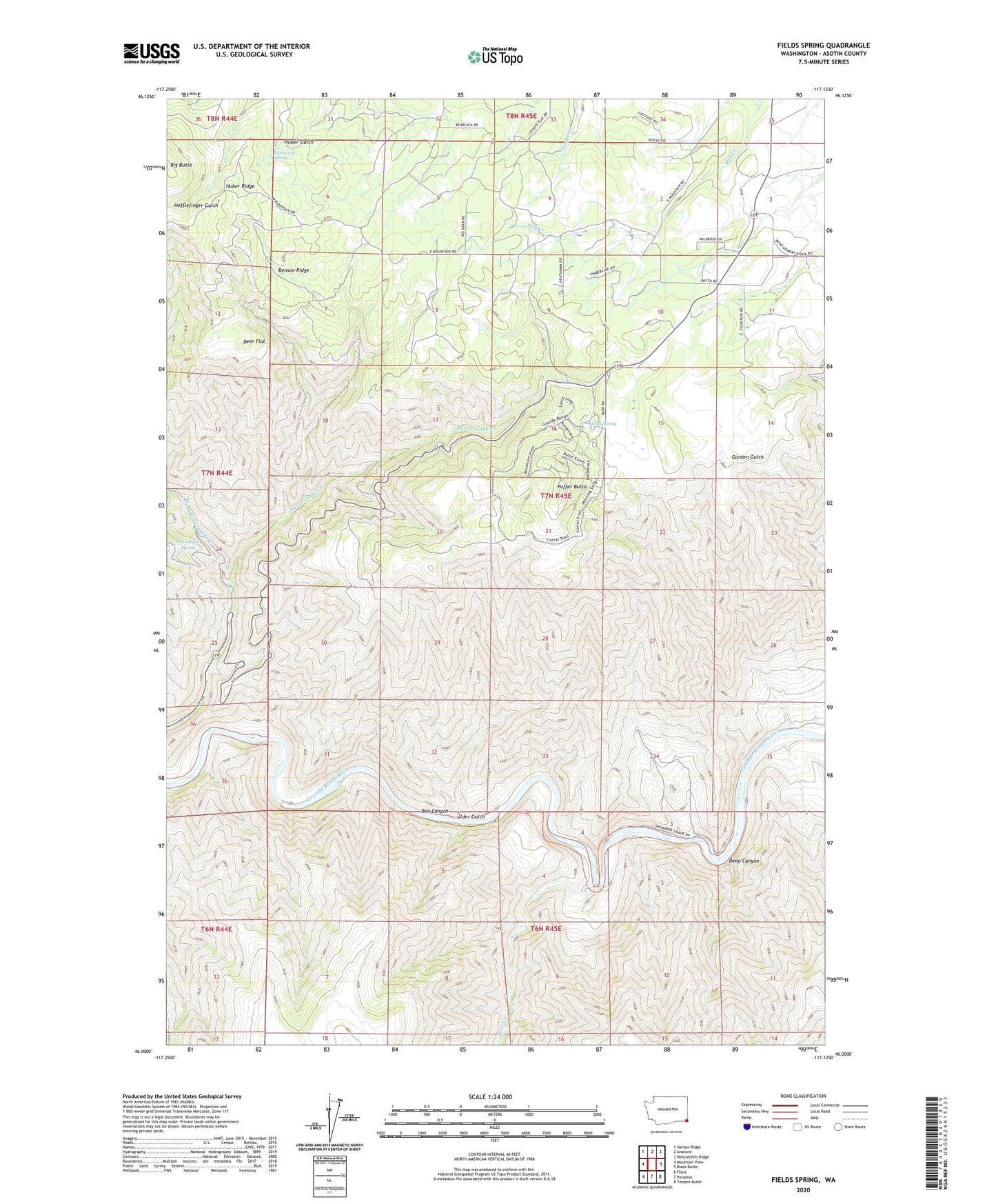 Fields Spring Washington US Topo Map Image