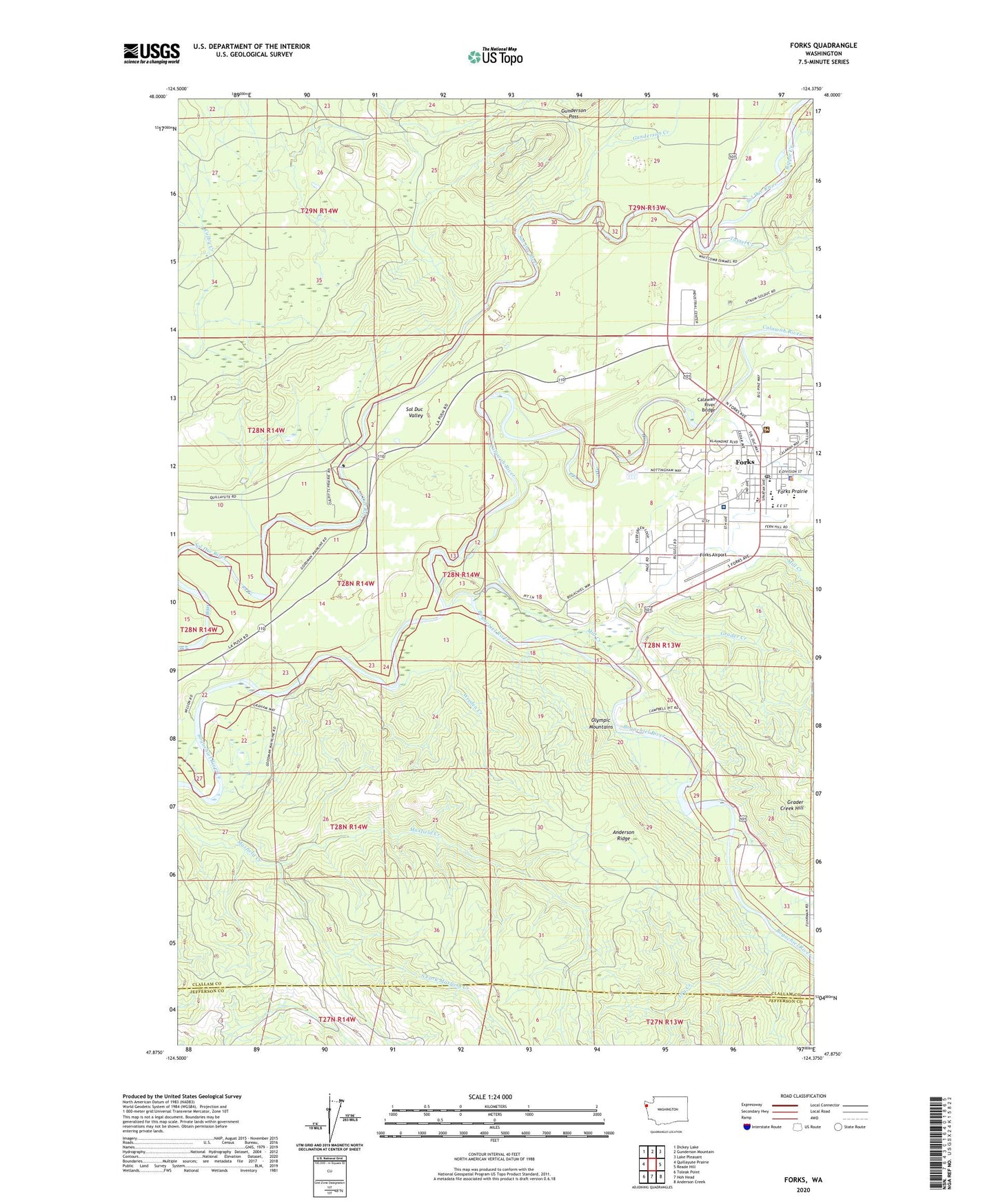 Forks Washington US Topo Map Image