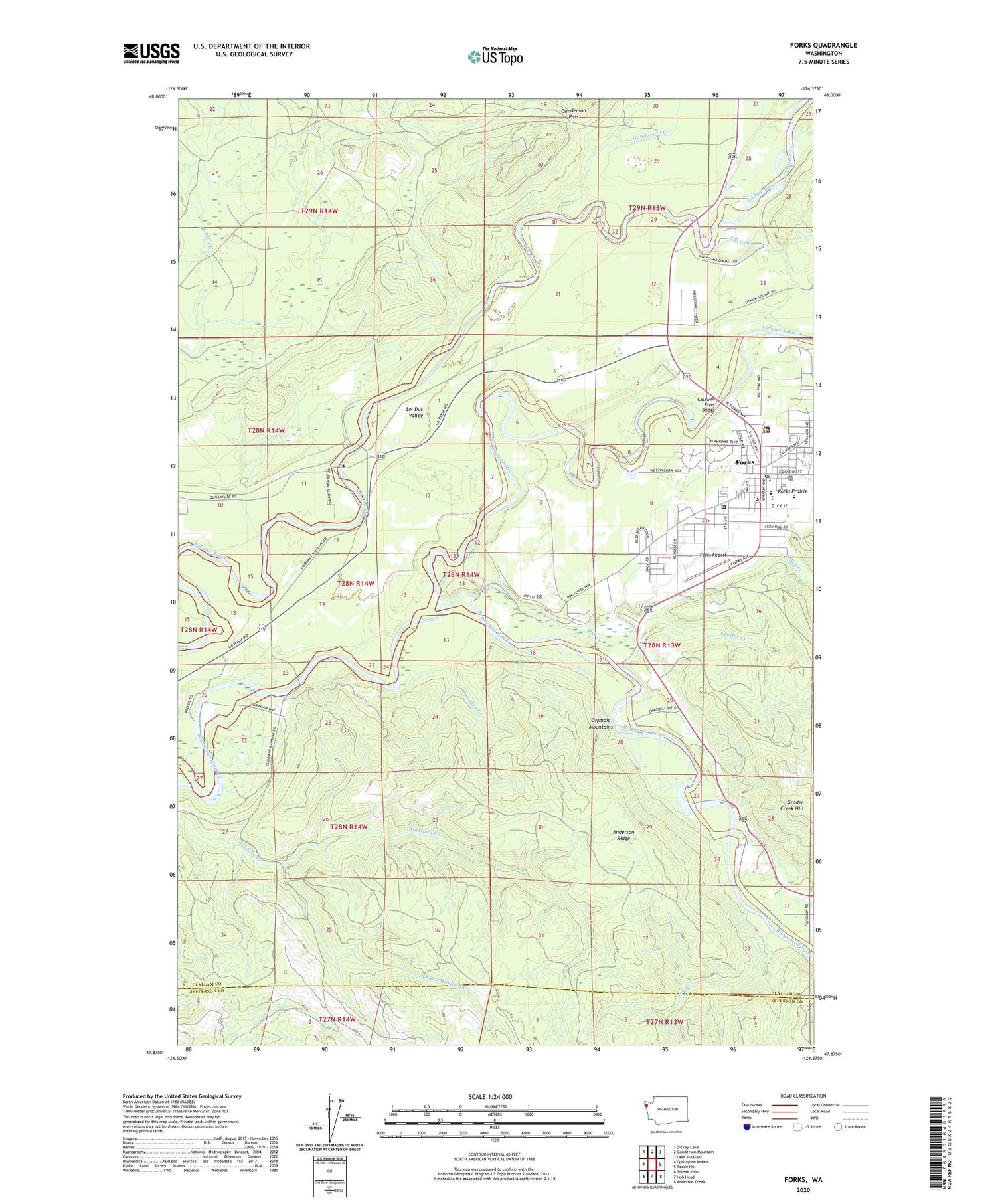 Forks Washington US Topo Map Image