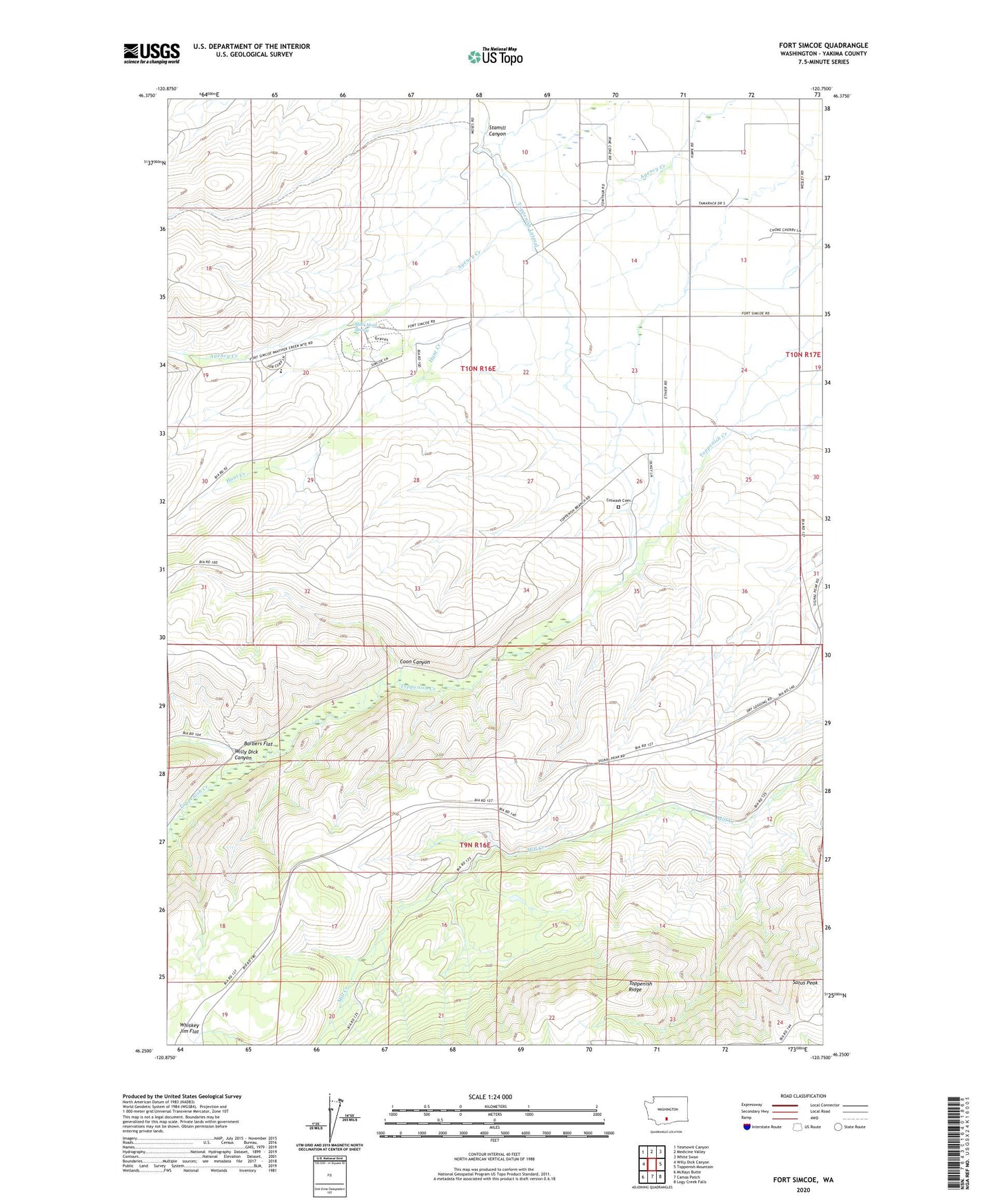 Fort Simcoe Washington US Topo Map Image