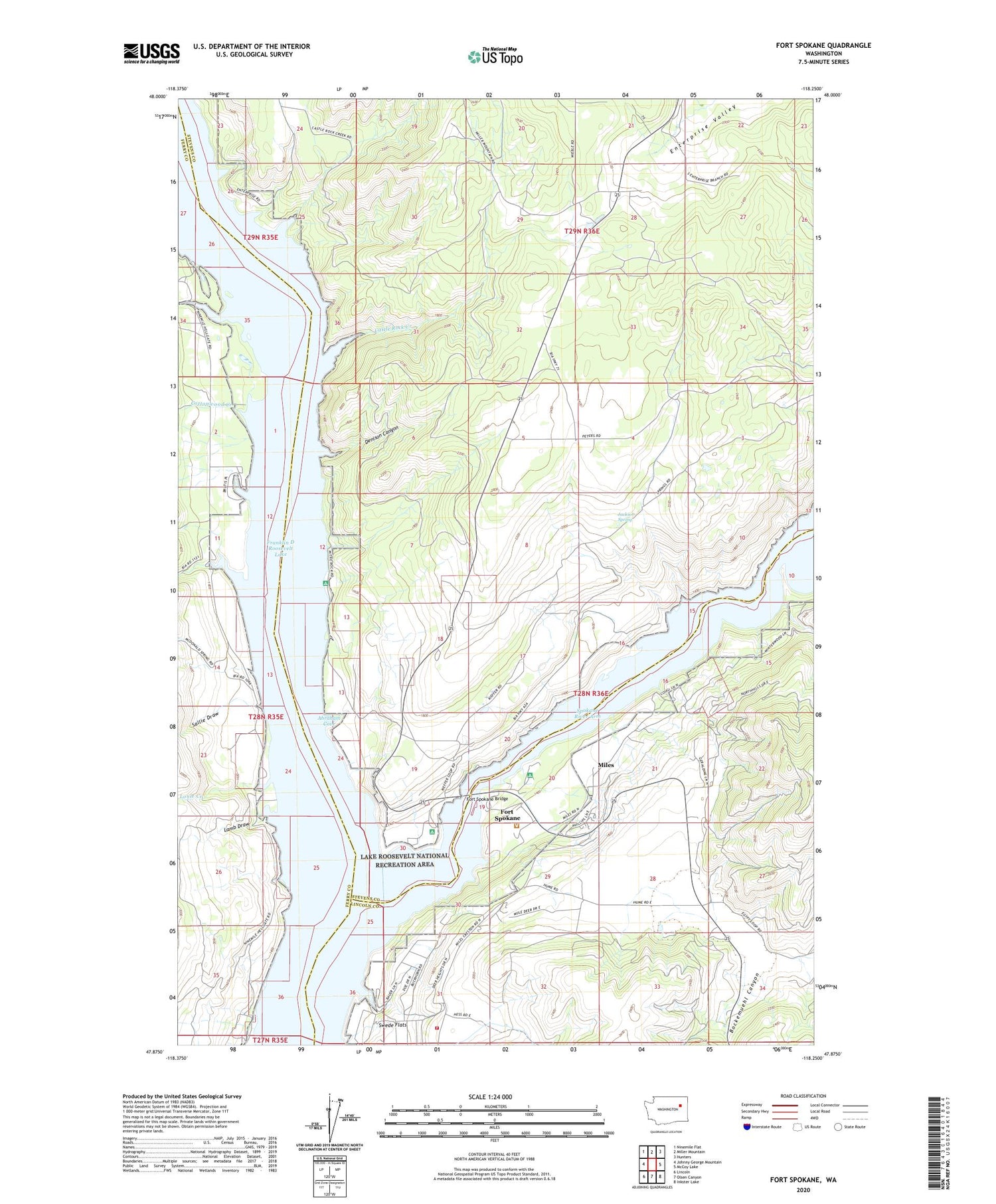 Fort Spokane Washington US Topo Map Image