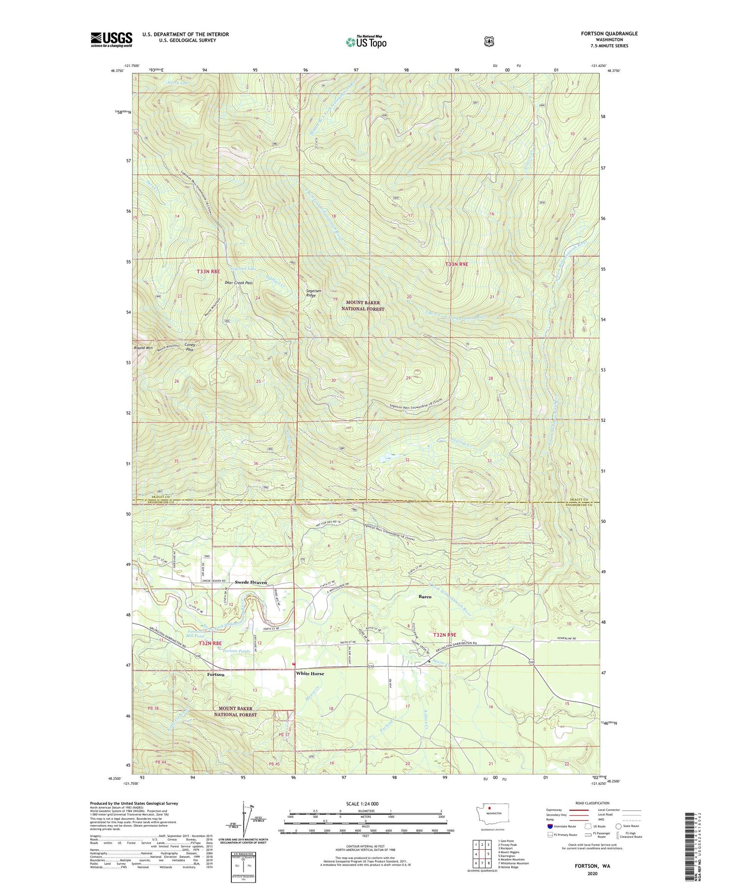 Fortson Washington US Topo Map Image