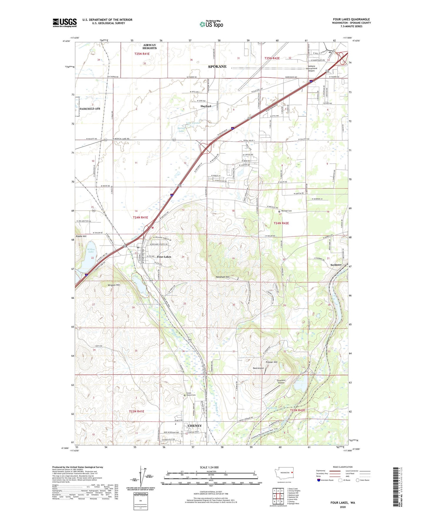 Four Lakes Washington US Topo Map Image
