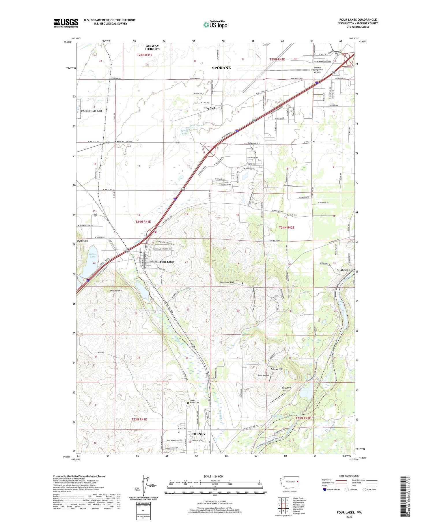 Four Lakes Washington US Topo Map Image