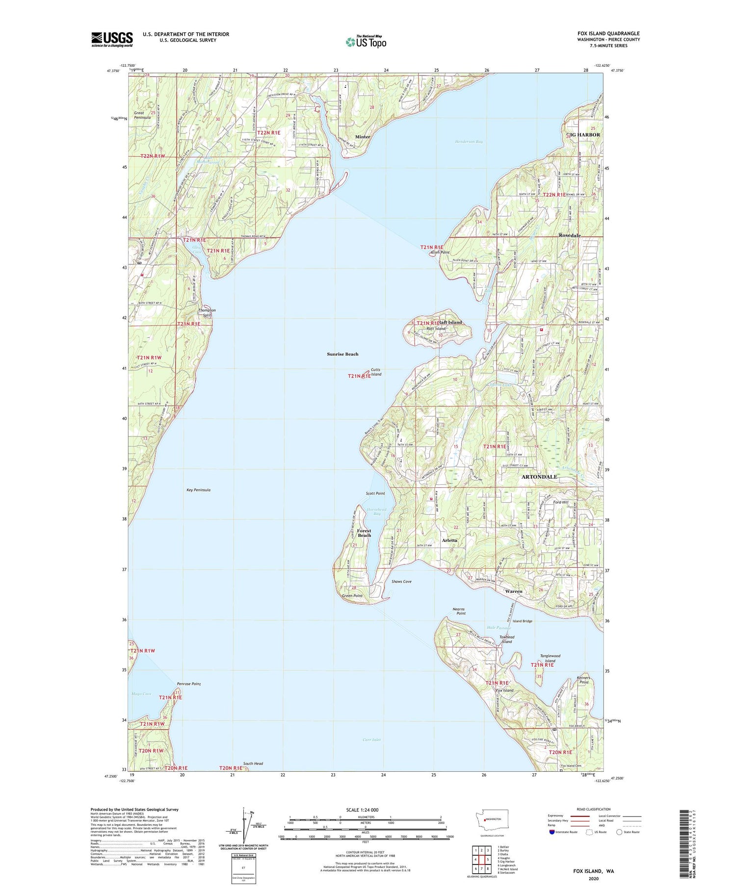 Fox Island Washington US Topo Map Image