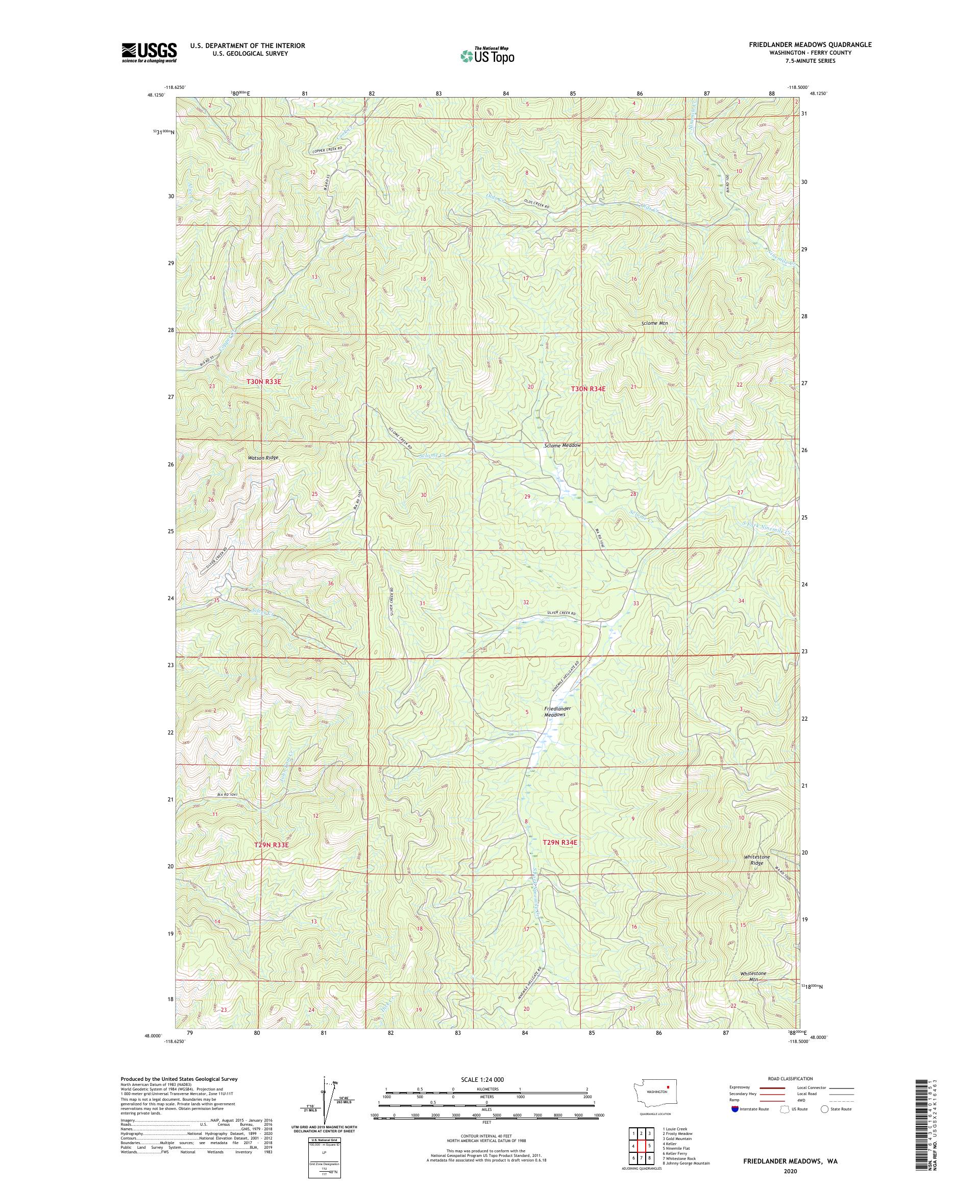 Friedlander Meadows Washington US Topo Map – MyTopo Map Store
