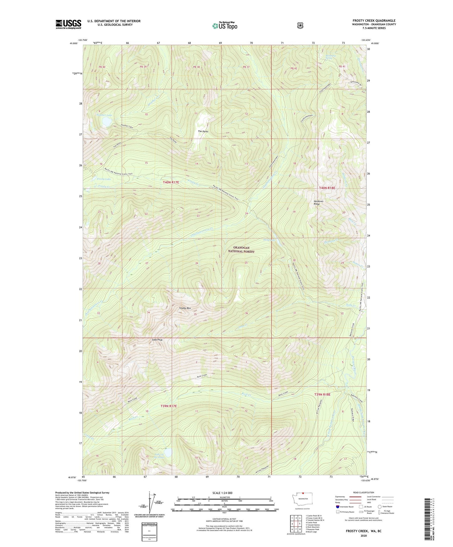 Frosty Creek Washington US Topo Map Image