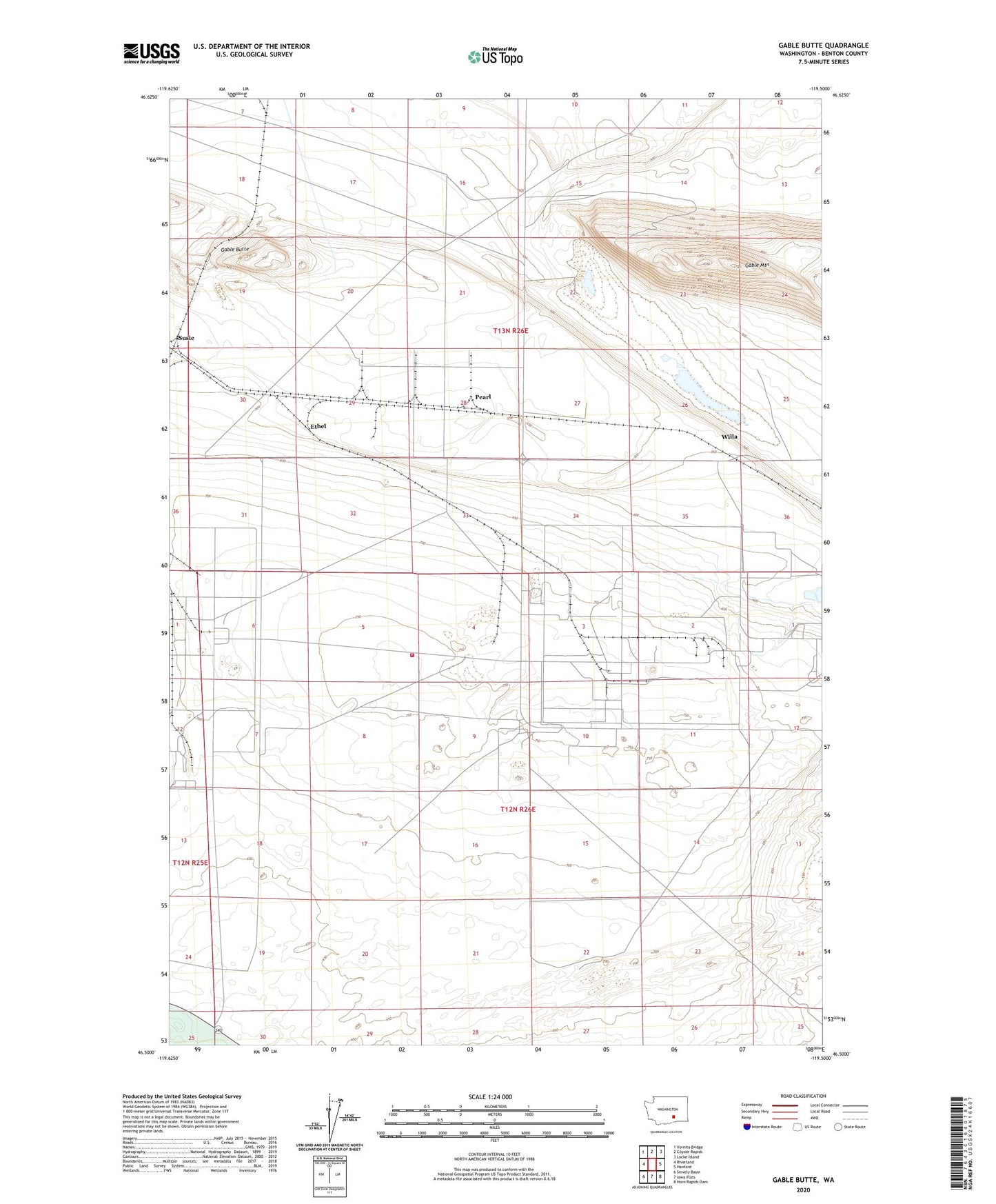 Gable Butte Washington US Topo Map Image