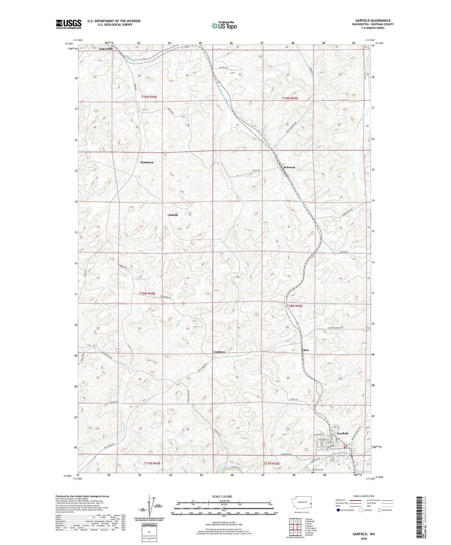 Garfield Washington US Topo Map Image