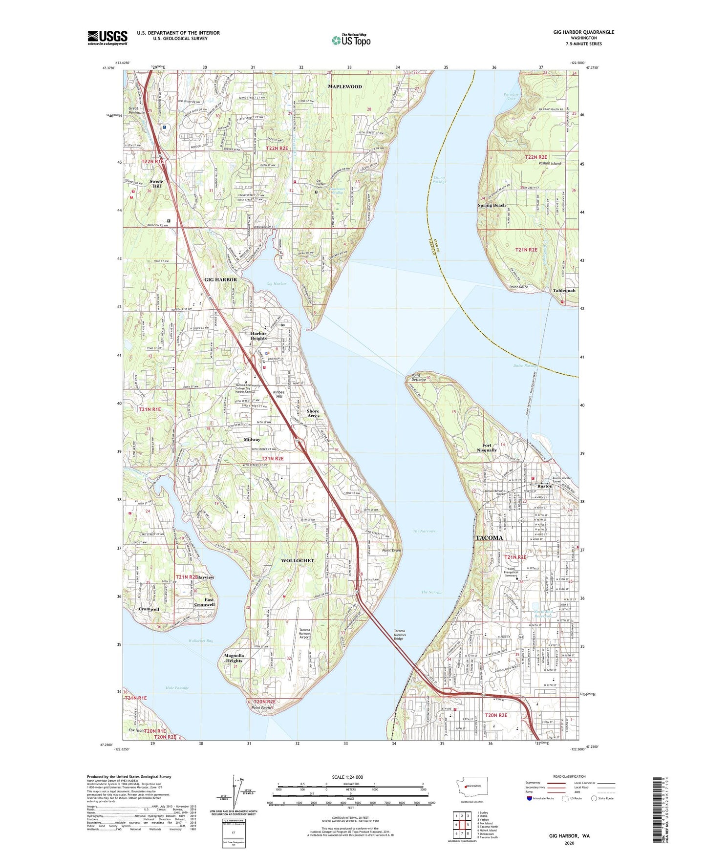 Gig Harbor Washington US Topo Map Image