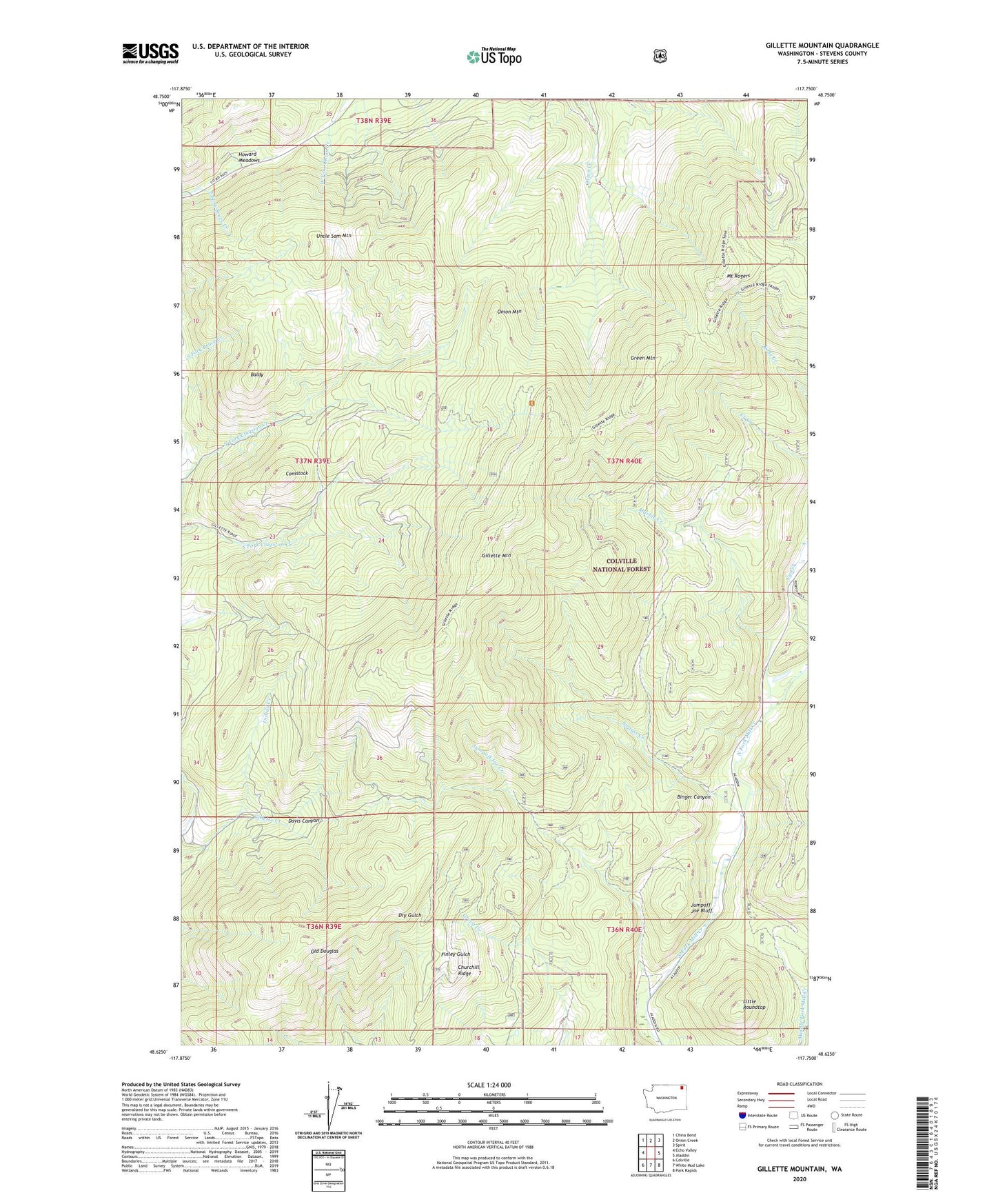 Gillette Mountain Washington US Topo Map Image